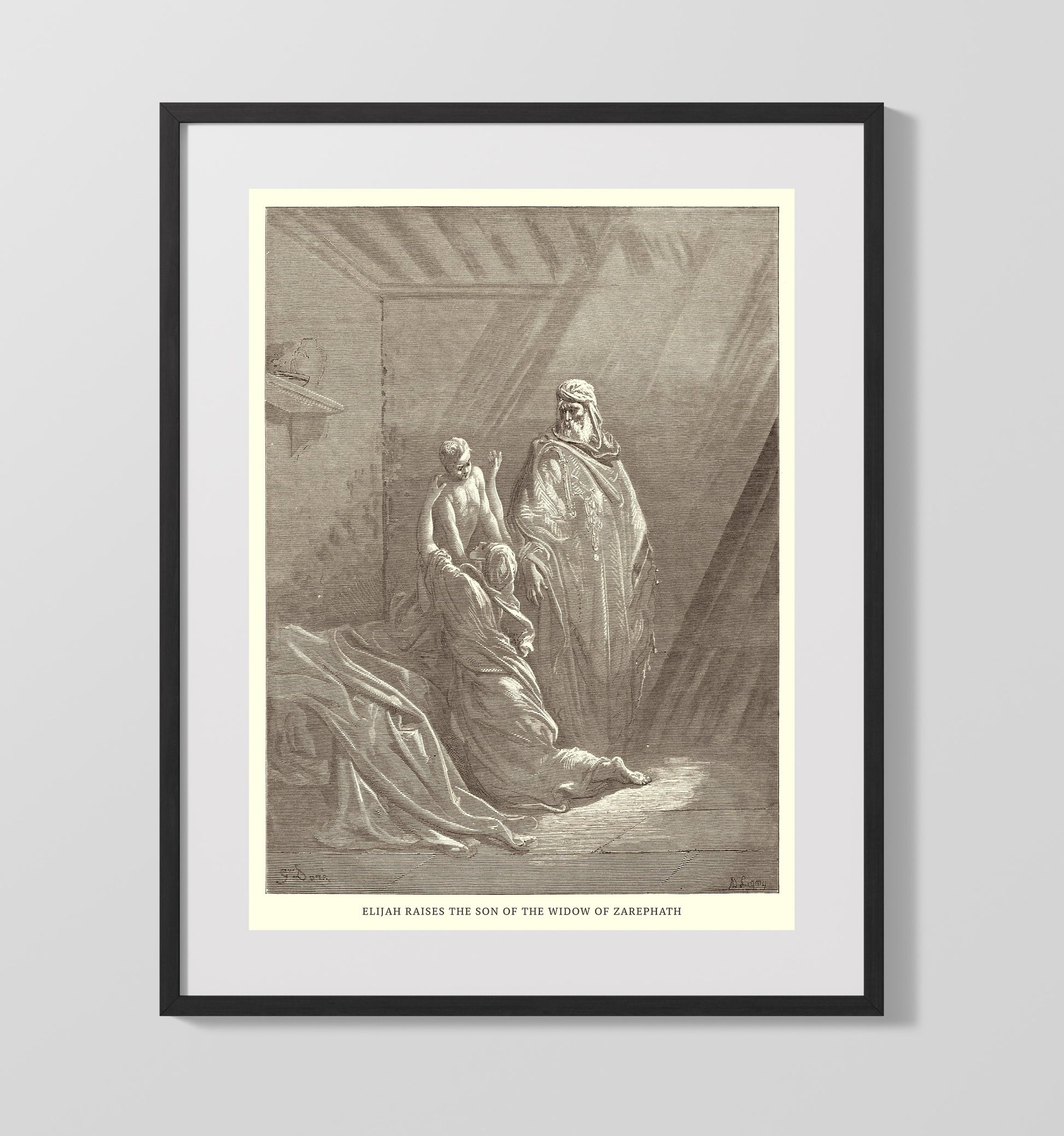 The Disobedient Prophet Is Slain by a Lion 1 Kings 13:23-30 Dore Bible Illustration Wall Art 16x20 Gallery Frame wall art print