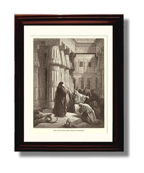 The Egyptians Ask Moses to Depart Exodus 12:31-36 Dore Bible Illustration Wall Art 8x10 Beveled Frame wall art print