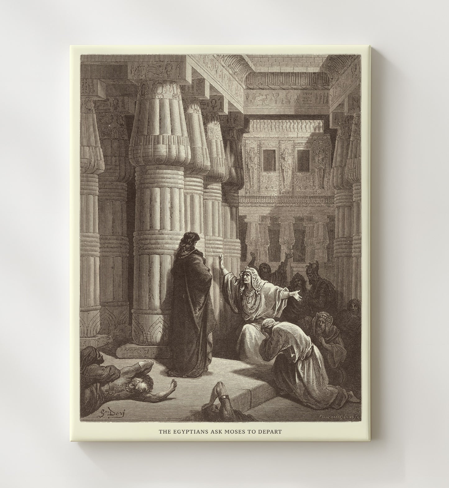 The Egyptians Ask Moses to Depart Exodus 12:31-36 Dore Bible Illustration Wall Art 20x24 Canvas wall art print