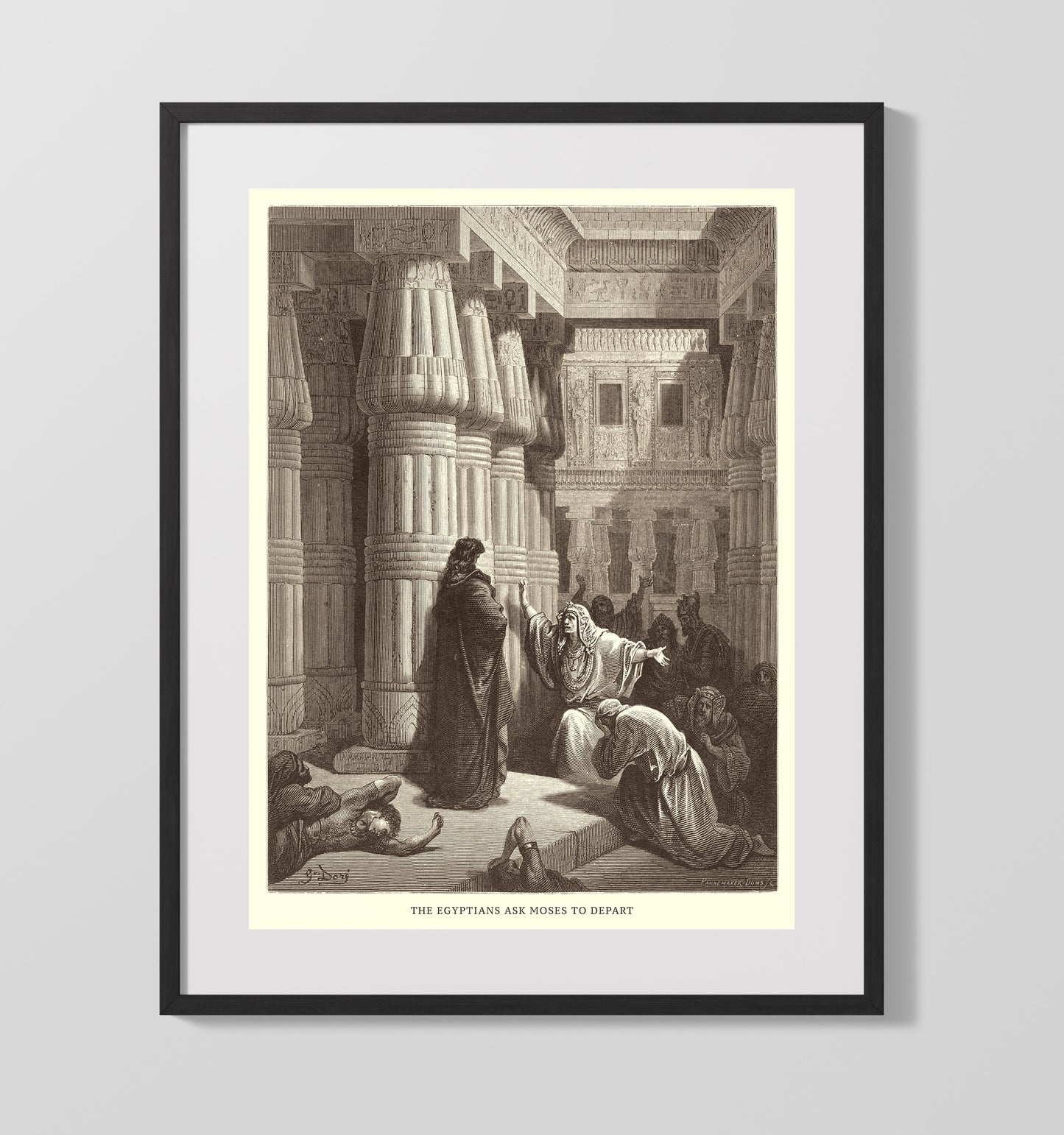 The Egyptians Ask Moses to Depart Exodus 12:31-36 Dore Bible Illustration Wall Art 16x20 Gallery Frame wall art print