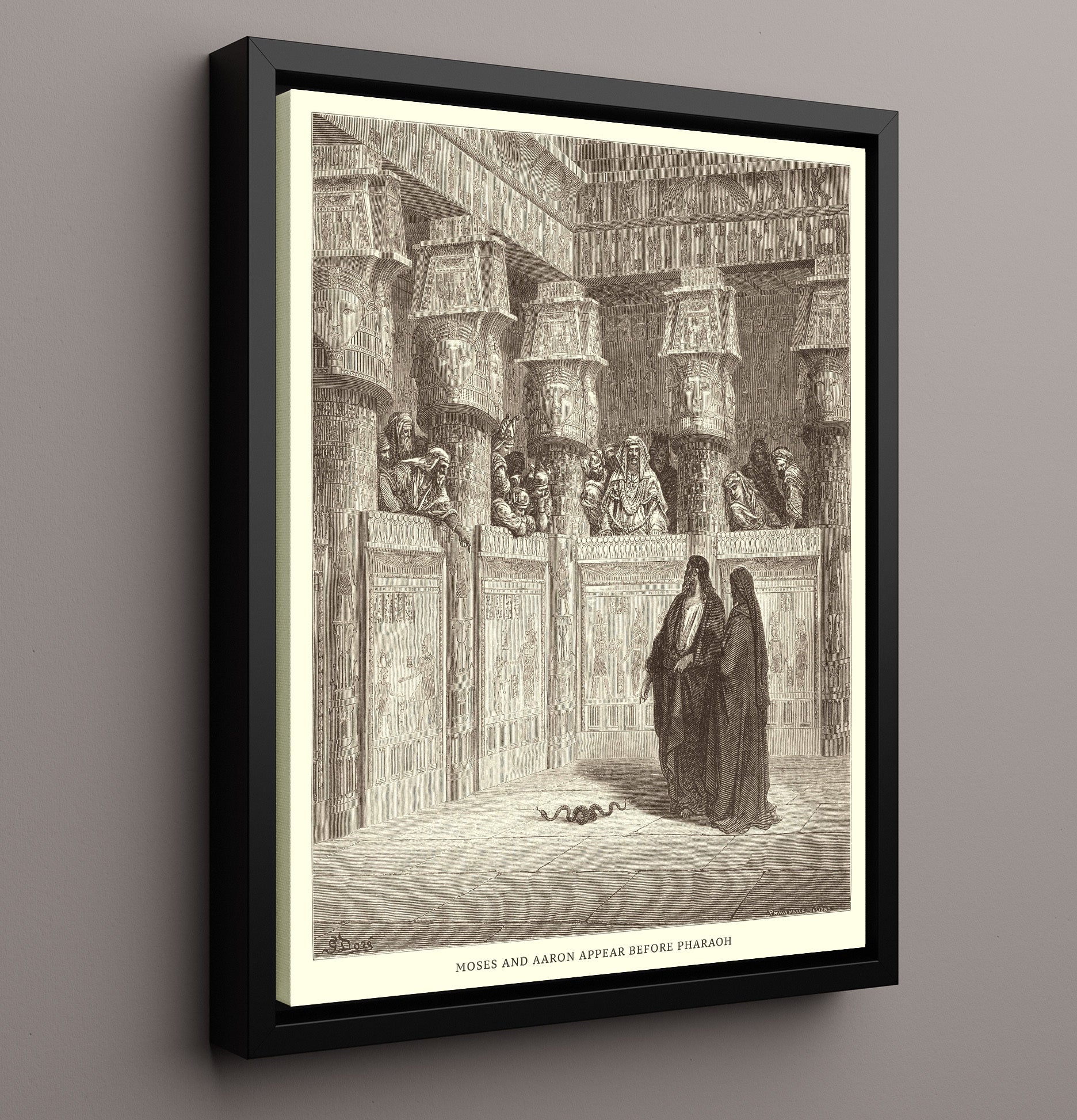 The Finding of Moses Exodus 2:1-10 Dore Bible Illustration Wall Art 16x20 Framed Canvas wall art print