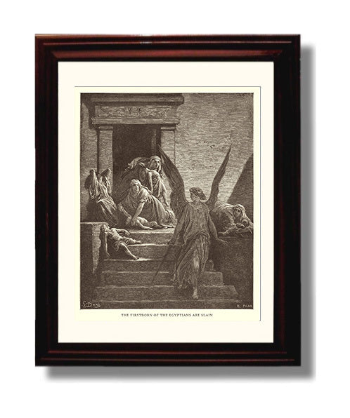 The Firstborn of the Egyptians Are Slain Exodus 12:29-30 Dore Bible Illustration Wall Art 8x10 Beveled Frame wall art print
