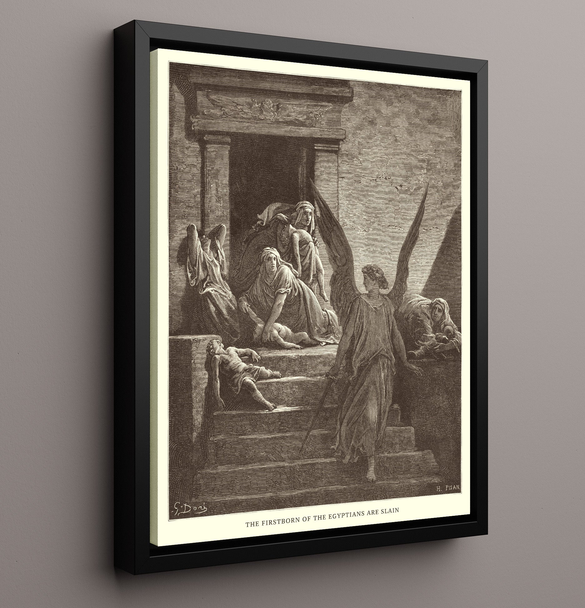 The Firstborn of the Egyptians Are Slain Exodus 12:29-30 Dore Bible Illustration Wall Art 16x20 Framed Canvas wall art print