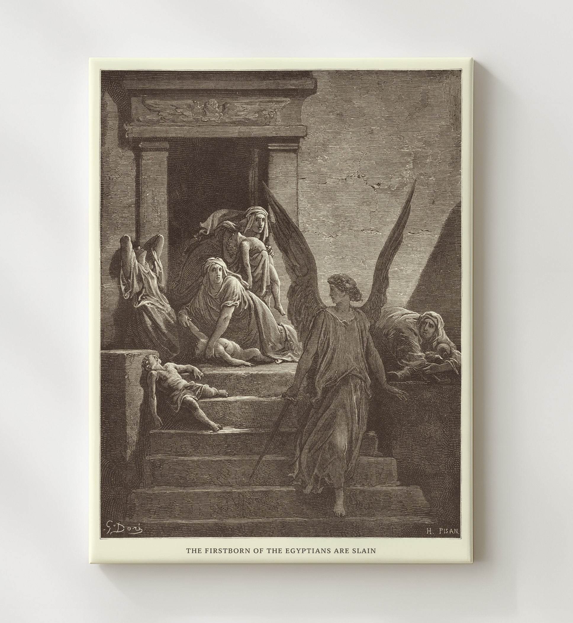 The Firstborn of the Egyptians Are Slain Exodus 12:29-30 Dore Bible Illustration Wall Art 20x24 Canvas wall art print