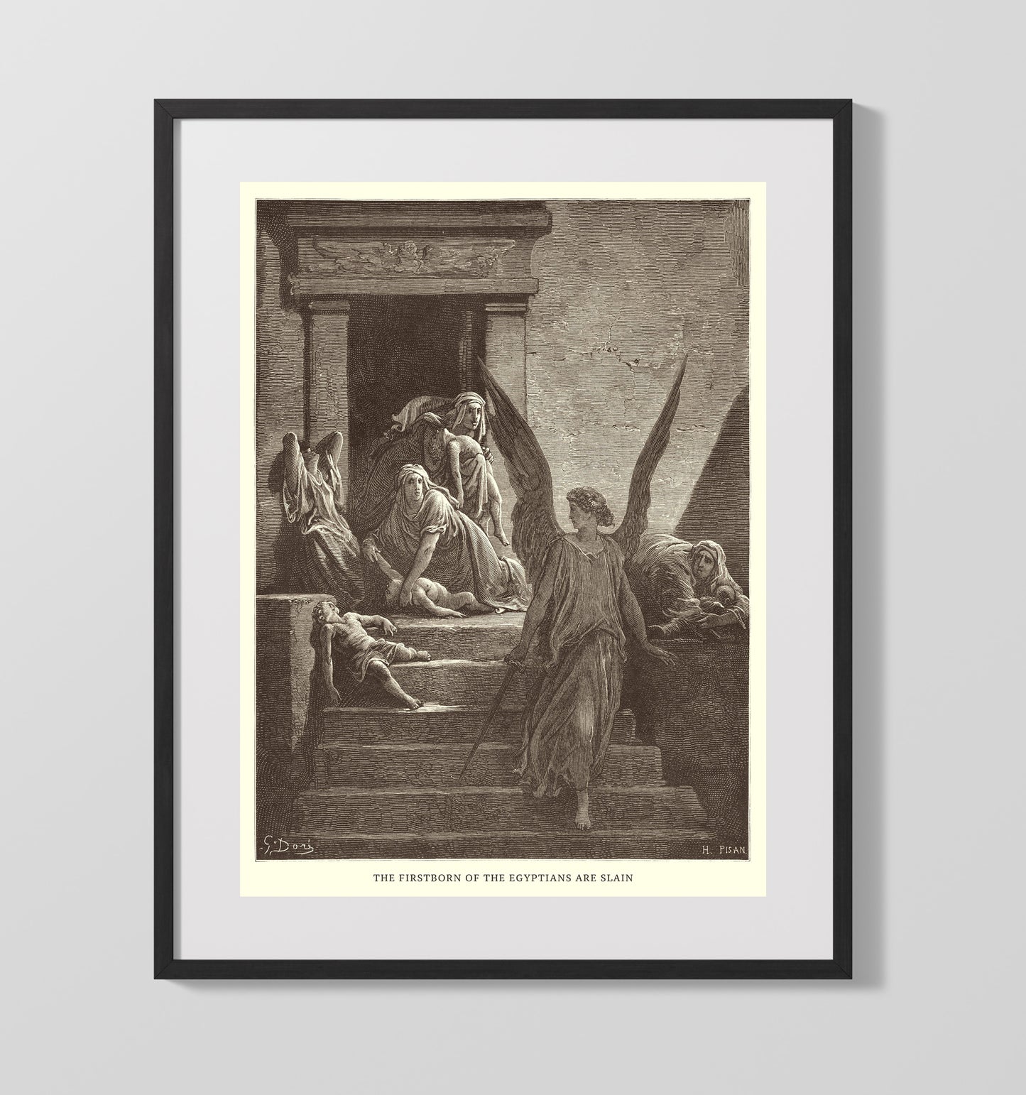 The Firstborn of the Egyptians Are Slain Exodus 12:29-30 Dore Bible Illustration Wall Art 16x20 Gallery Frame wall art print
