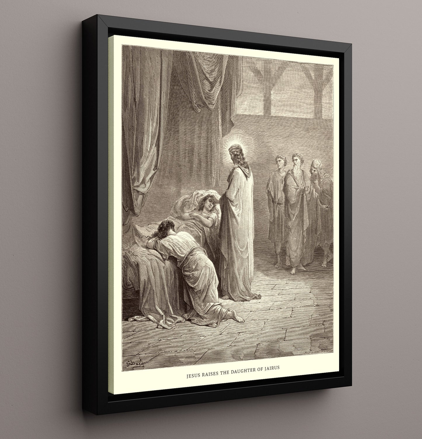 The Good Samaritan Arrives at the Inn Luke 10:34-35 Dore Bible Illustration Wall Art 16x20 Framed Canvas wall art print