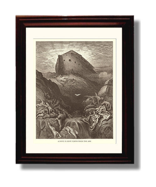 The Great Flood Genesis 7:17-24 Dore Bible Illustration Wall Art 8x10 Beveled Frame wall art print