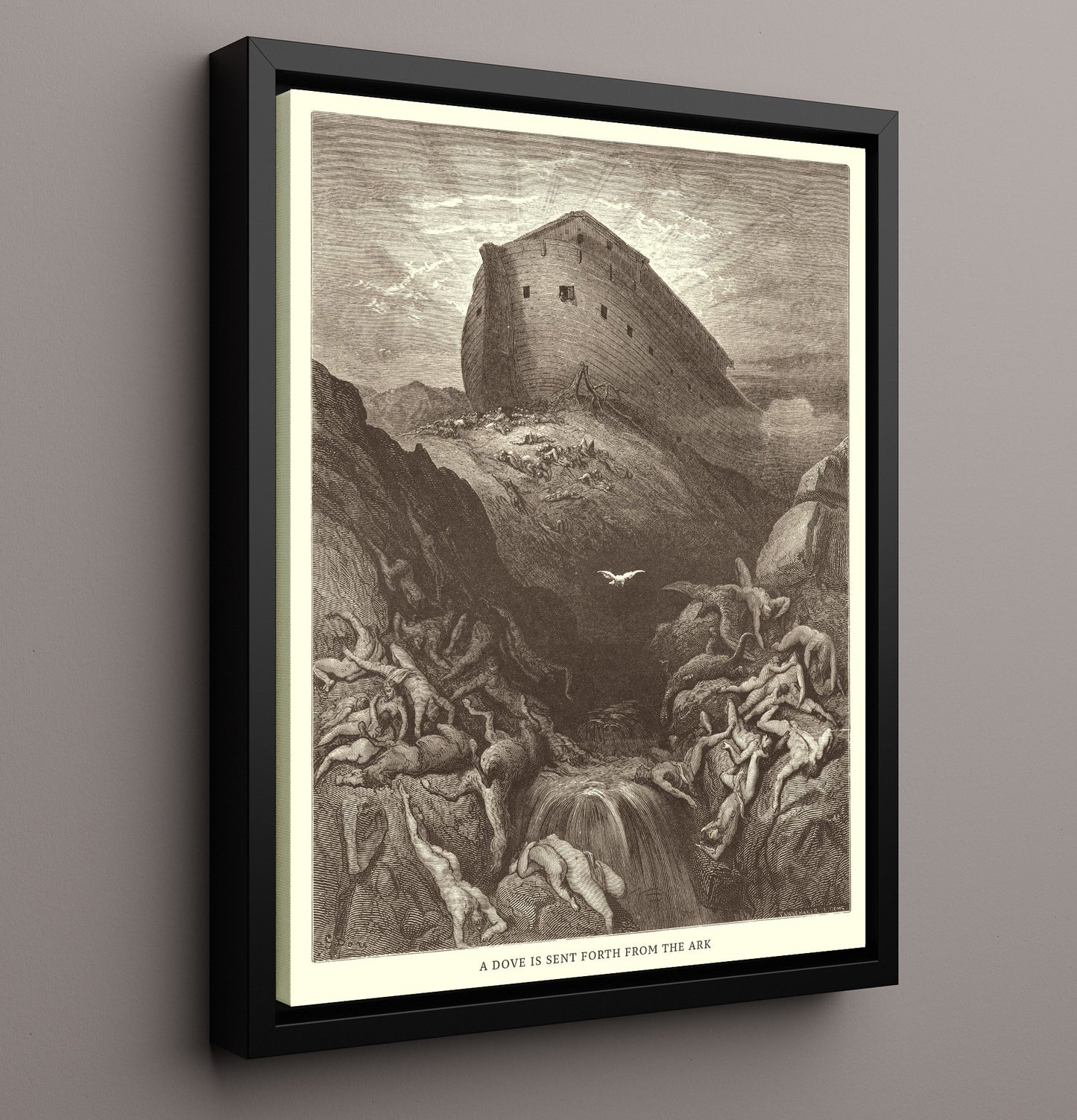 The Great Flood Genesis 7:17-24 Dore Bible Illustration Wall Art 16x20 Framed Canvas wall art print