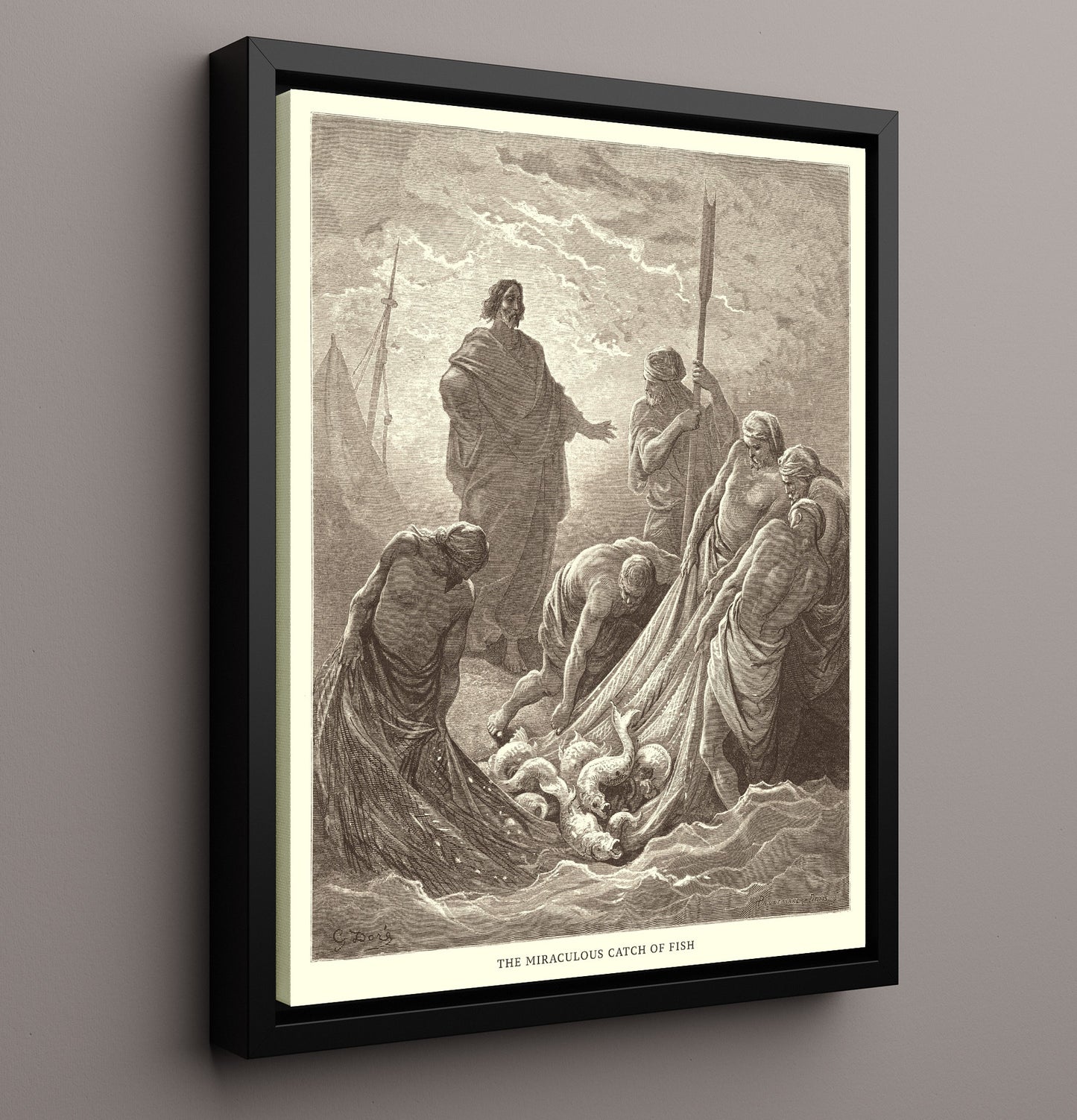 The Holy Spirit Descends on the Disciples Acts 2:1-4 Dore Bible Illustration Wall Art 16x20 Framed Canvas wall art print