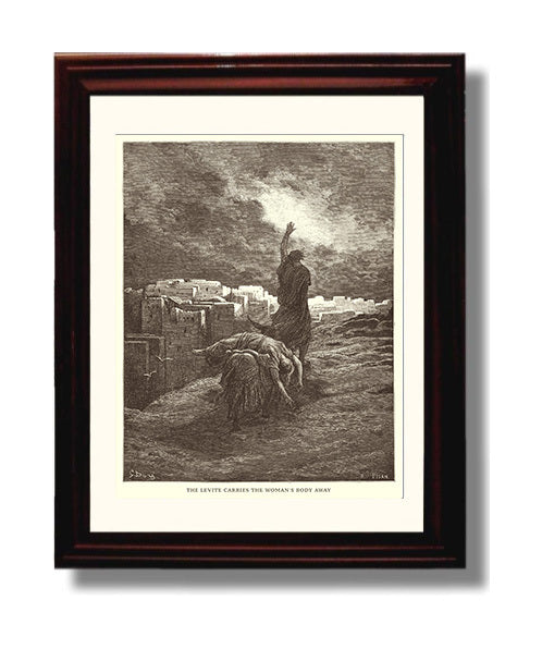 The Levite Carries the Womans Body Away Judges 19:29 Dore Bible Illustration Wall Art 8x10 Beveled Frame wall art print