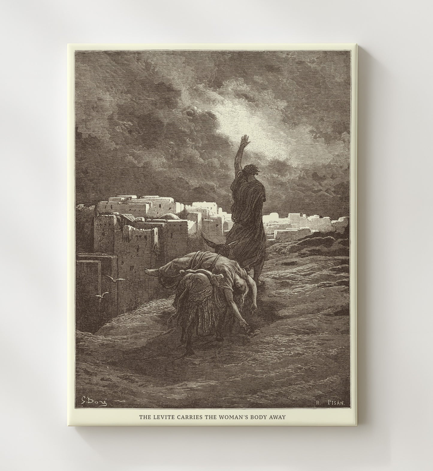 The Levite Carries the Womans Body Away Judges 19:29 Dore Bible Illustration Wall Art 20x24 Canvas wall art print