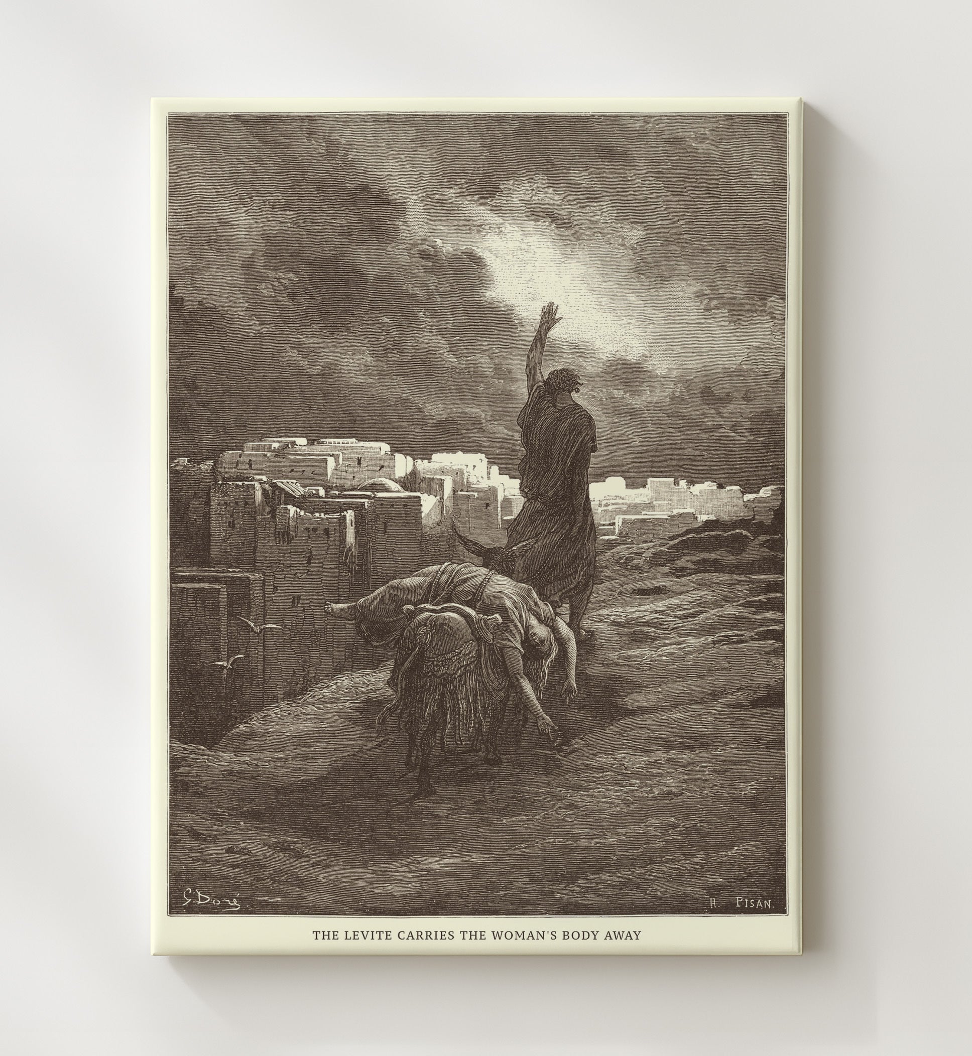 The Levite Carries the Womans Body Away Judges 19:29 Dore Bible Illustration Wall Art 20x24 Canvas wall art print