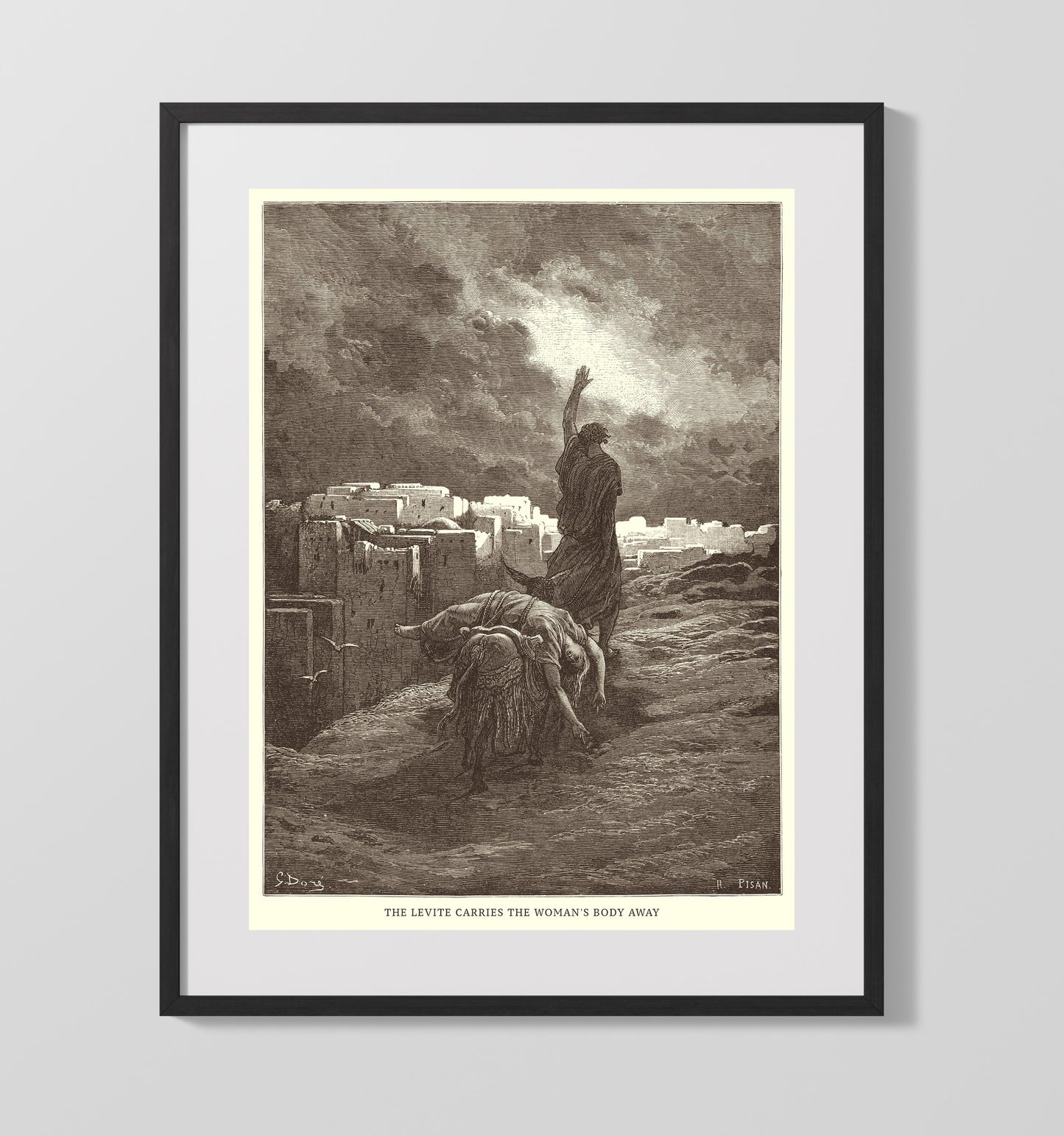The Levite Carries the Womans Body Away Judges 19:29 Dore Bible Illustration Wall Art 16x20 Gallery Frame wall art print