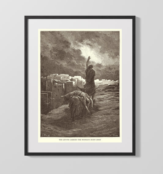 The Levite Carries the Woman's Body Away - Judges 19:29 - Doré - 16x20 Gallery Frame