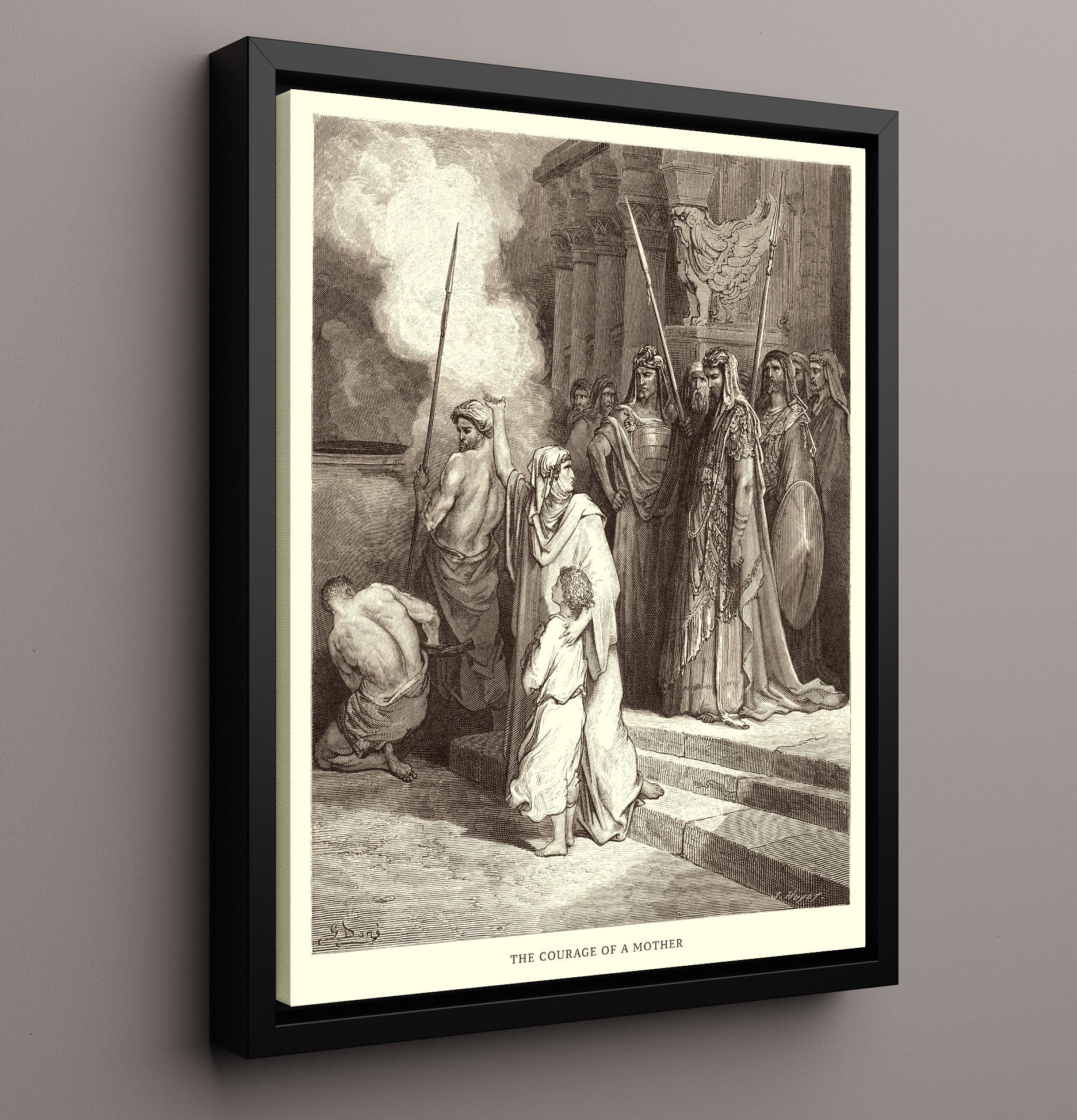 The Martyrdom of Eleazar the Scribe 2 Maccabees 6-18-31 Dore Bible Illustration Wall Art 16x20 Framed Canvas wall art print