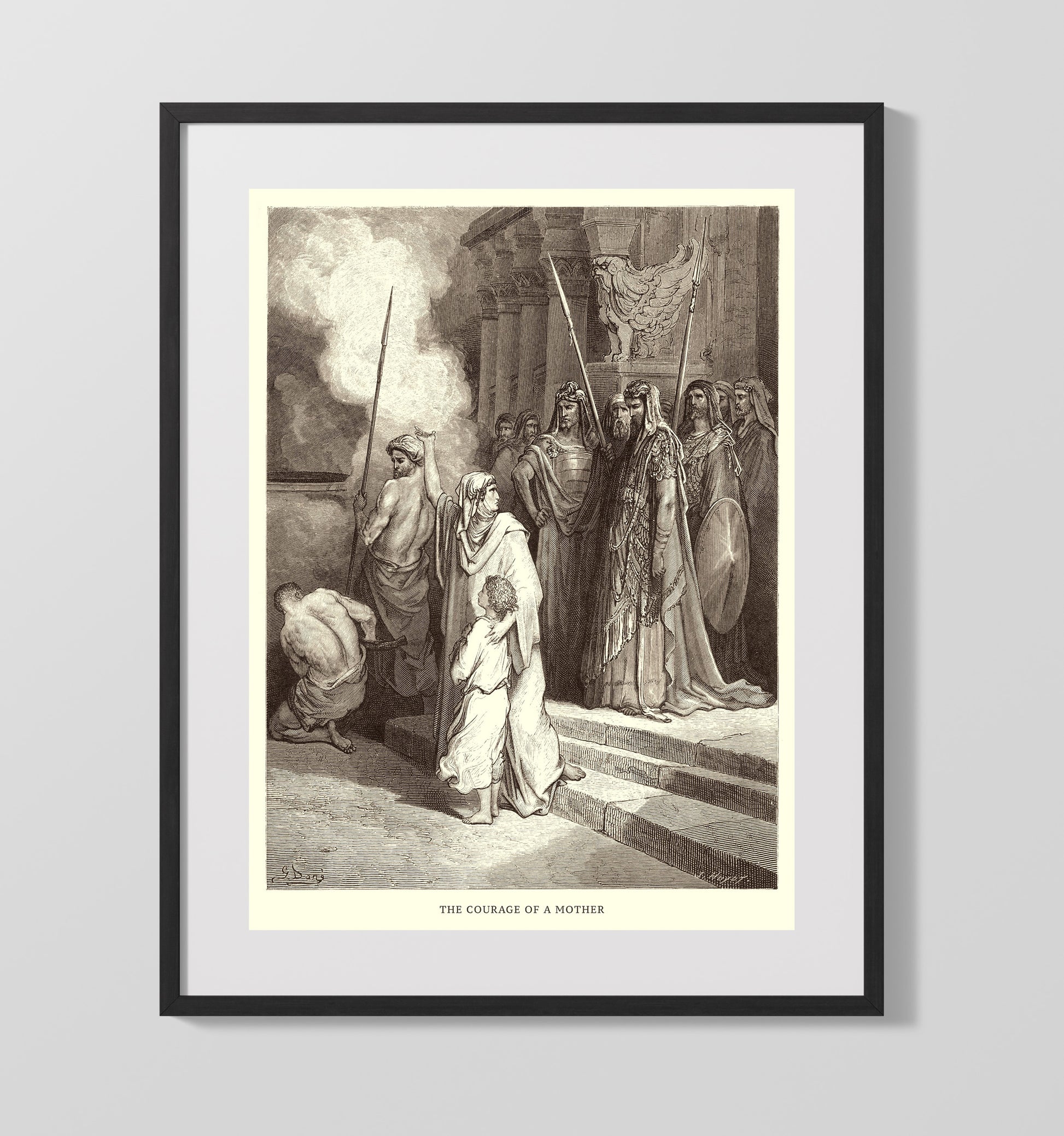 The Martyrdom of Eleazar the Scribe 2 Maccabees 6-18-31 Dore Bible Illustration Wall Art 16x20 Gallery Frame wall art print