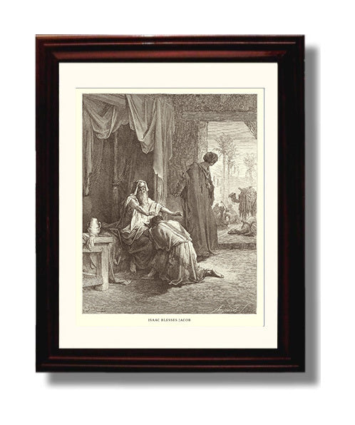 The Meeting of Isaac and Rebekah Genesis 24:61-67 Dore Bible Illustration Wall Art 8x10 Beveled Frame wall art print
