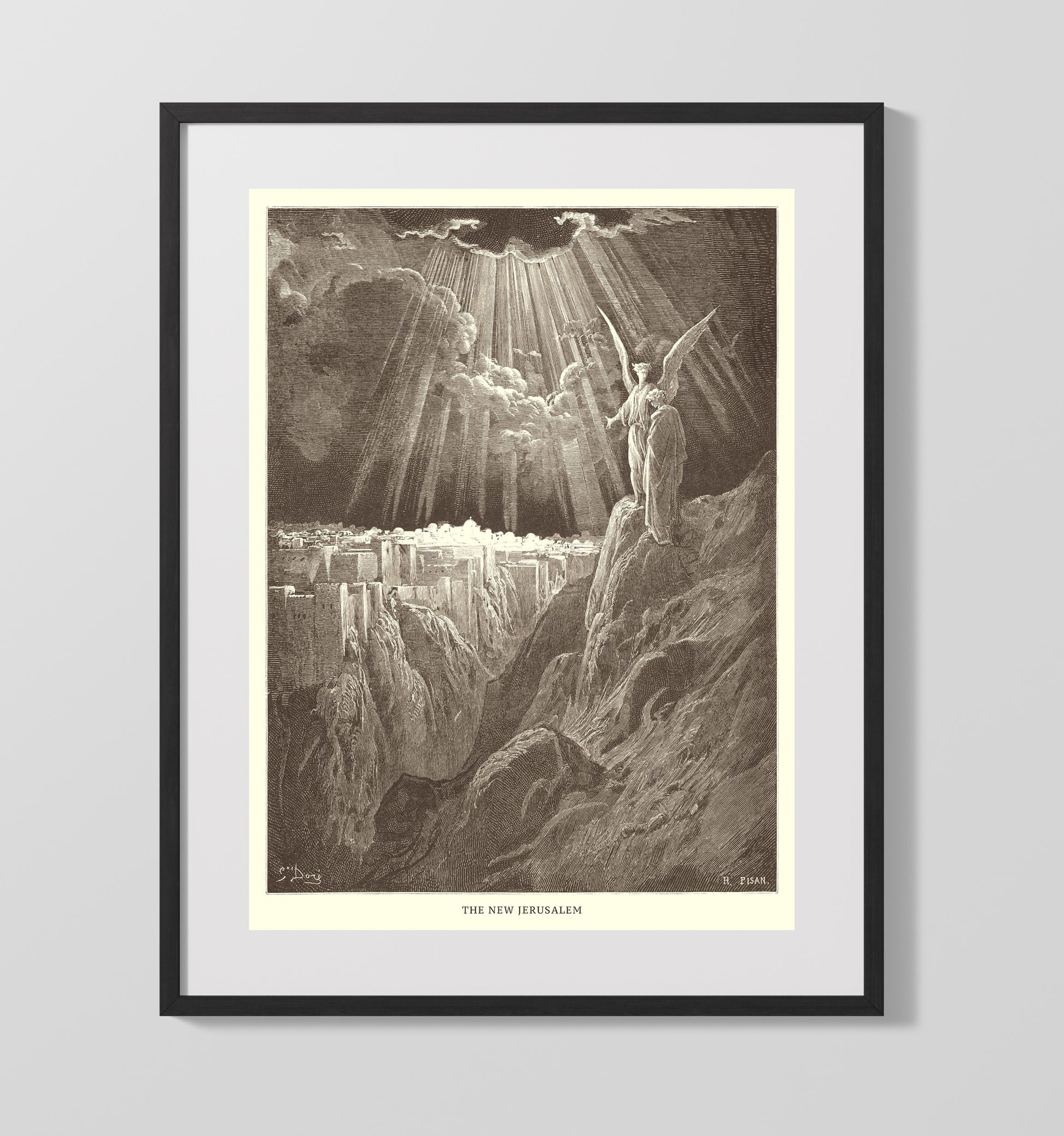 The New Jerusalem Revelation 21 Dore Bible Illustration Wall Art 16x20 Gallery Frame wall art print
