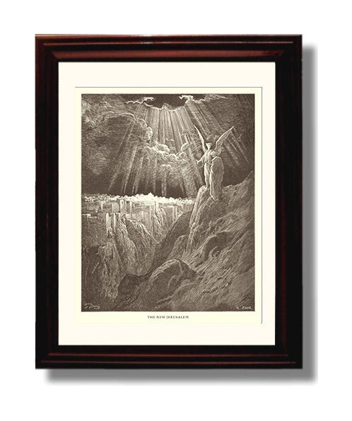 The New Jerusalem Revelation 21 Dore Bible Illustration Wall Art 8x10 Beveled Frame wall art print
