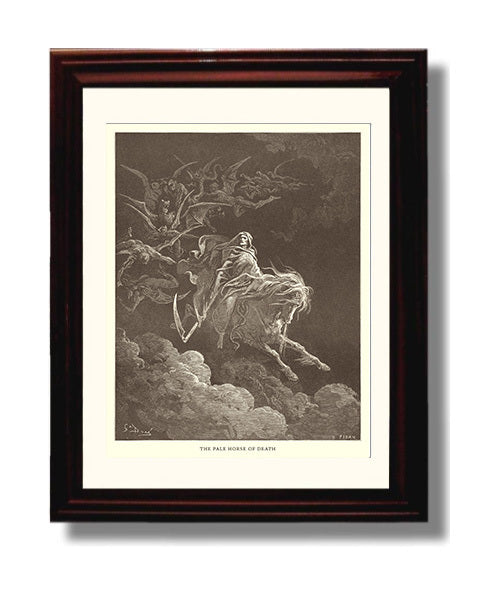 The Pale Horse of Death Revelation 6:7-8 Dore Bible Illustration Wall Art 8x10 Beveled Frame wall art print
