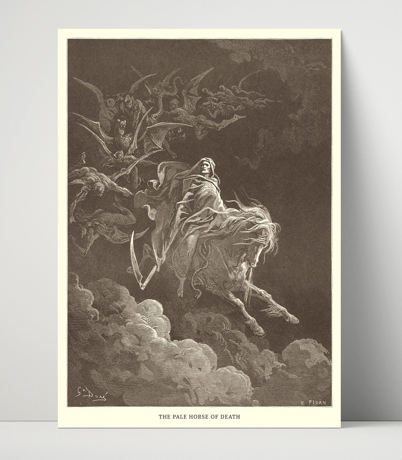 The Pale Horse of Death Revelation 6:7-8 Dore Bible Illustration Wall Art 16x20 Unframed Print wall art print