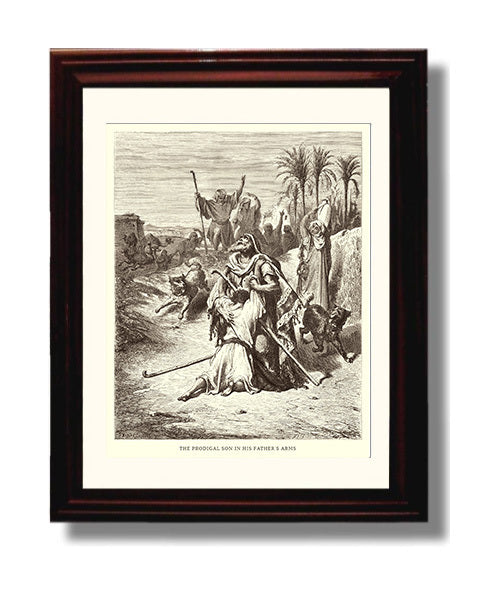 The Pharisee and the Publican Luke 18:9-14 Dore Bible Illustration Wall Art 8x10 Beveled Frame wall art print
