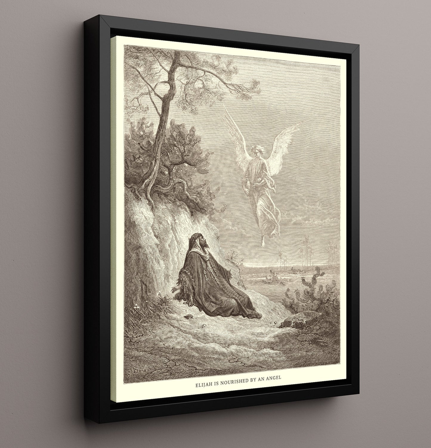 The Prophets of Baal Are Slaughtered 1 Kings 18:40 Dore Bible Illustration Wall Art 16x20 Framed Canvas wall art print