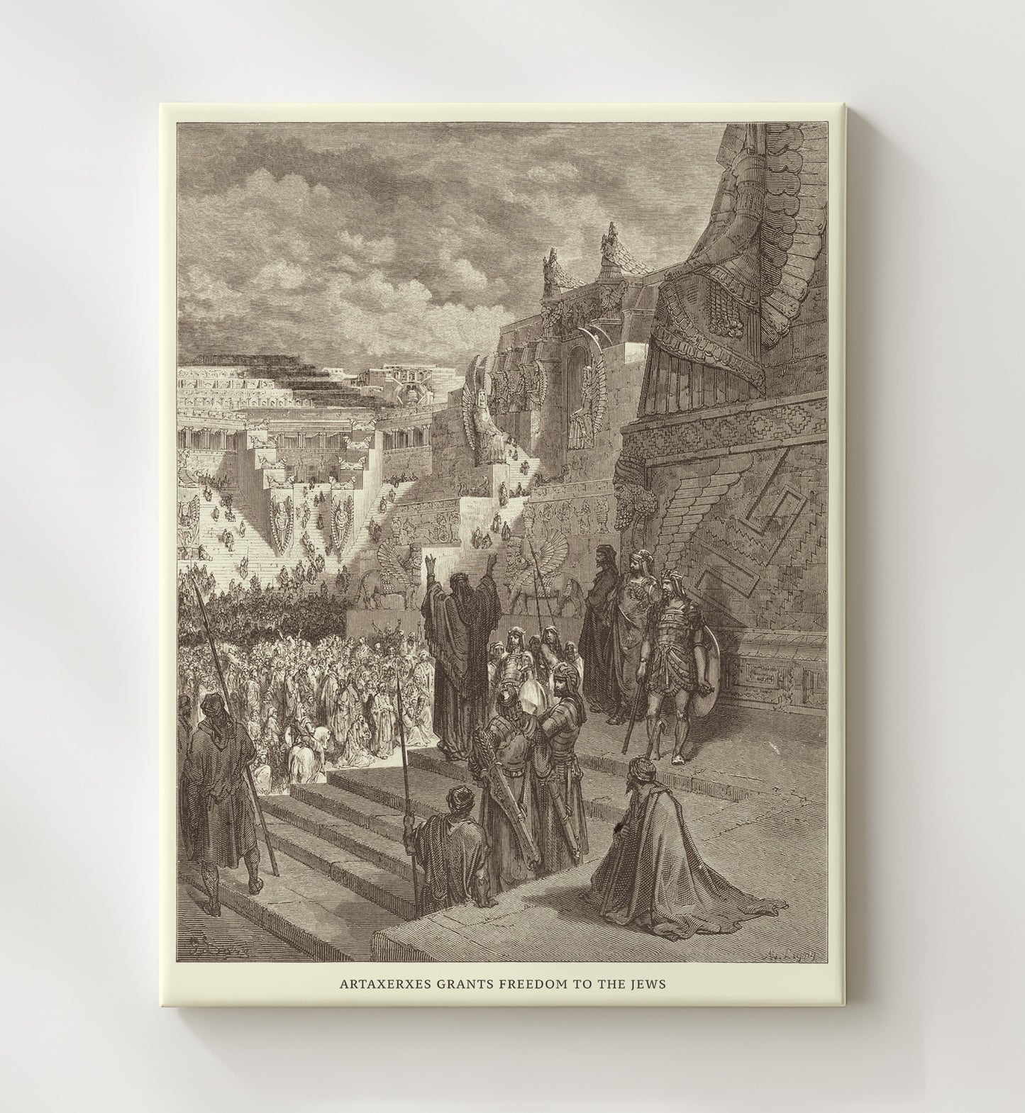 The Rebuilding of the Temple Is Begun Ezra 3:10-13 Dore Bible Illustration Wall Art 20x24 Canvas wall art print
