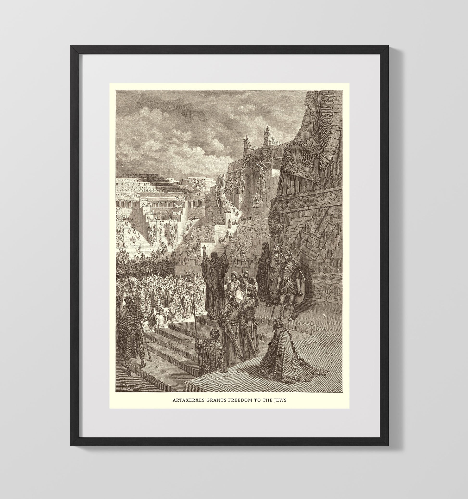 The Rebuilding of the Temple Is Begun Ezra 3:10-13 Dore Bible Illustration Wall Art 16x20 Gallery Frame wall art print