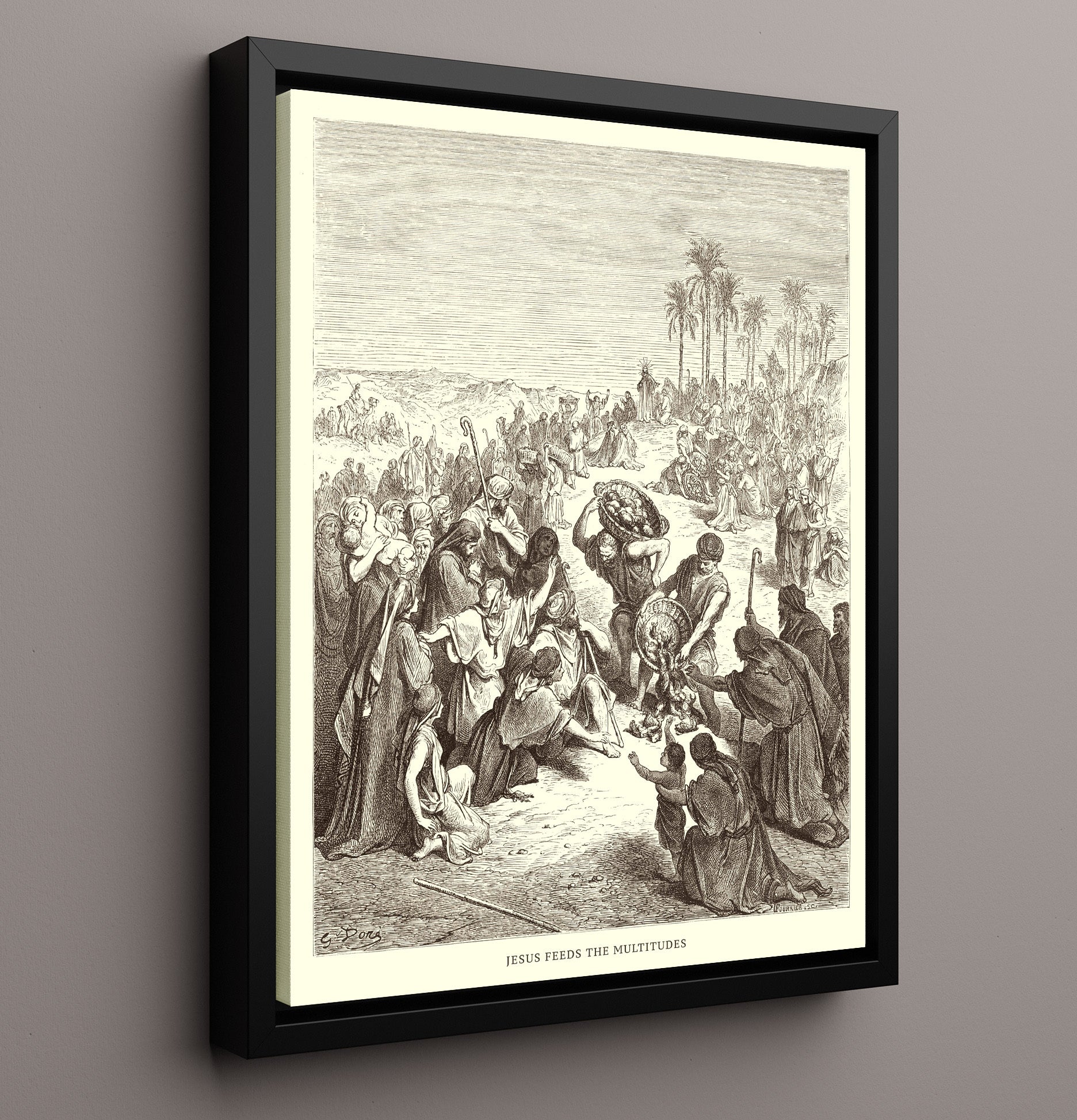 The Sermon on the Mount Matthew 5:7 Dore Bible Illustration Wall Art 16x20 Framed Canvas wall art print