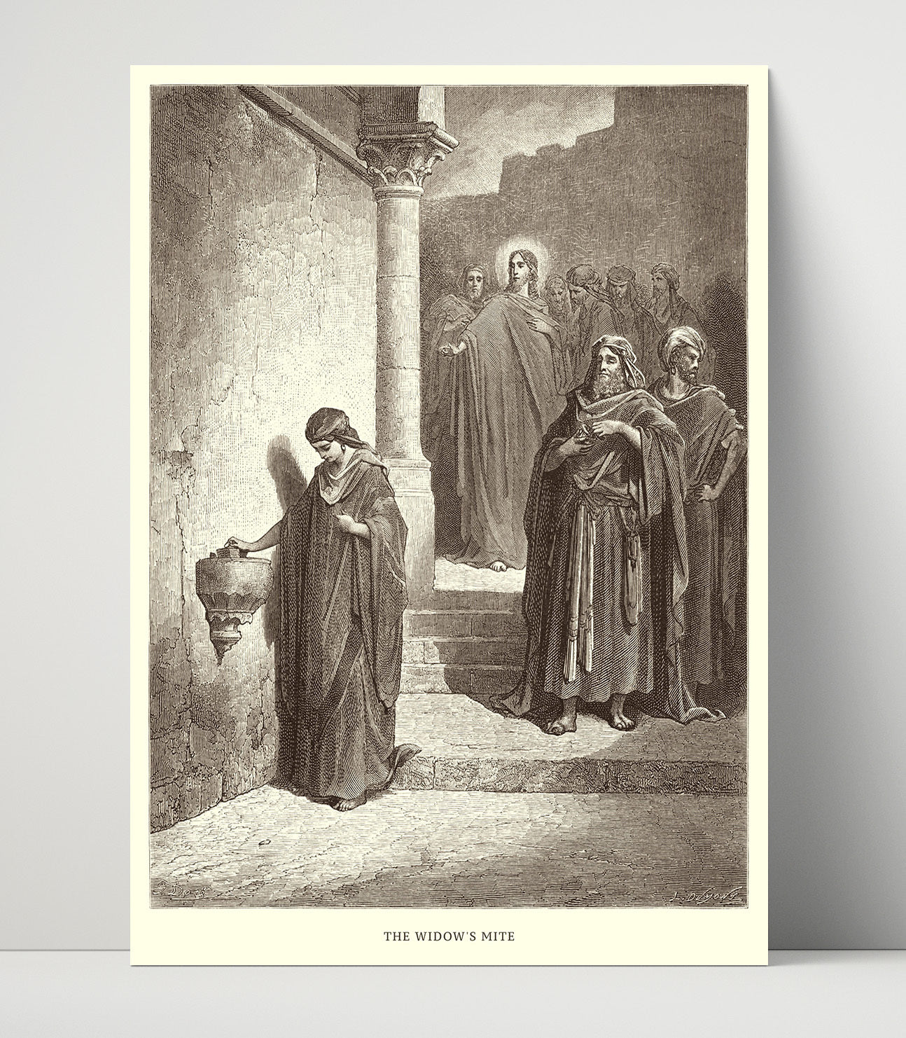 The Temptation of Jesus Matthew 4:1-11 Dore Bible Illustration Wall Art 16x20 Unframed Print wall art print