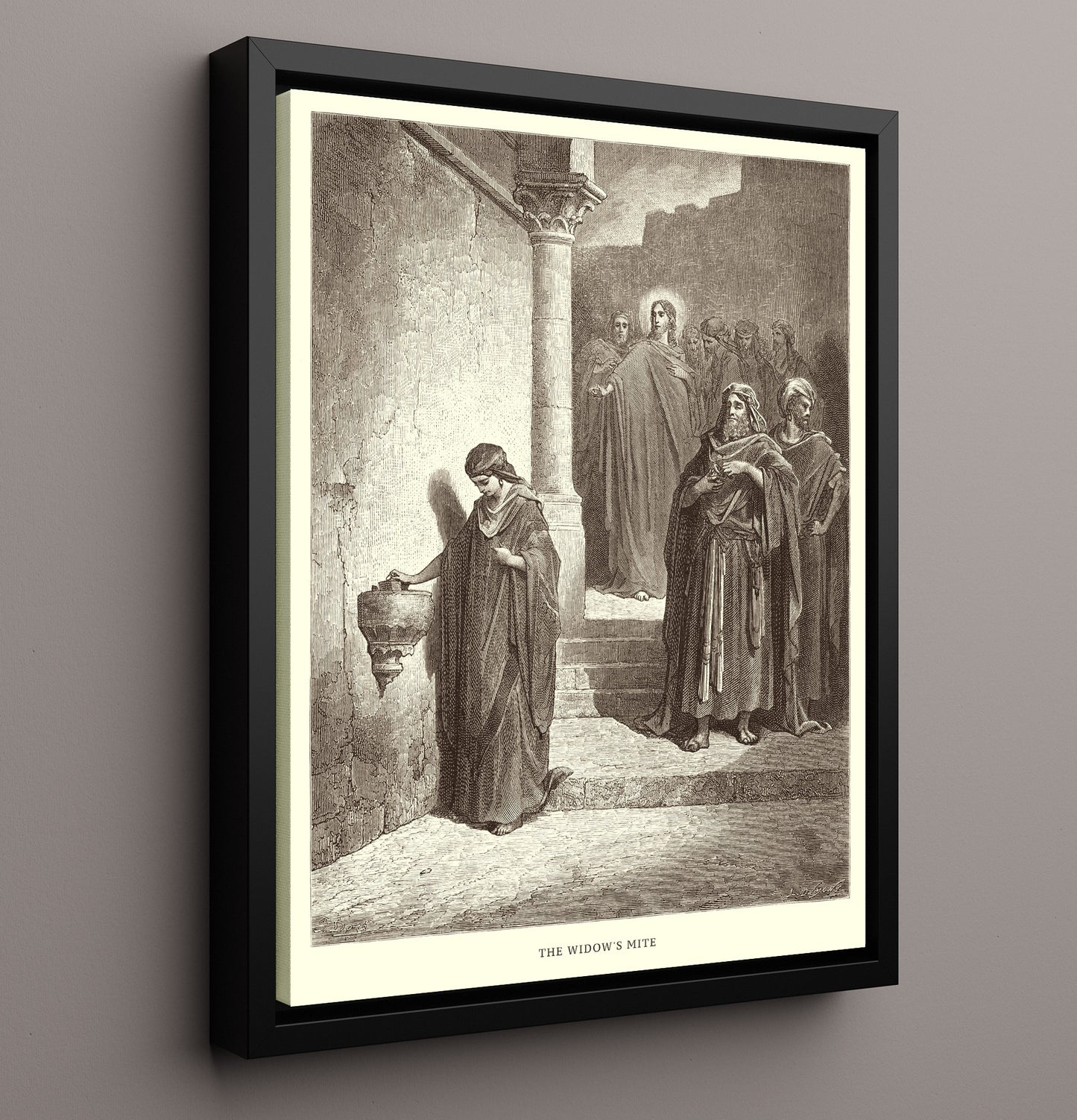 The Temptation of Jesus Matthew 4:1-11 Dore Bible Illustration Wall Art 16x20 Framed Canvas wall art print