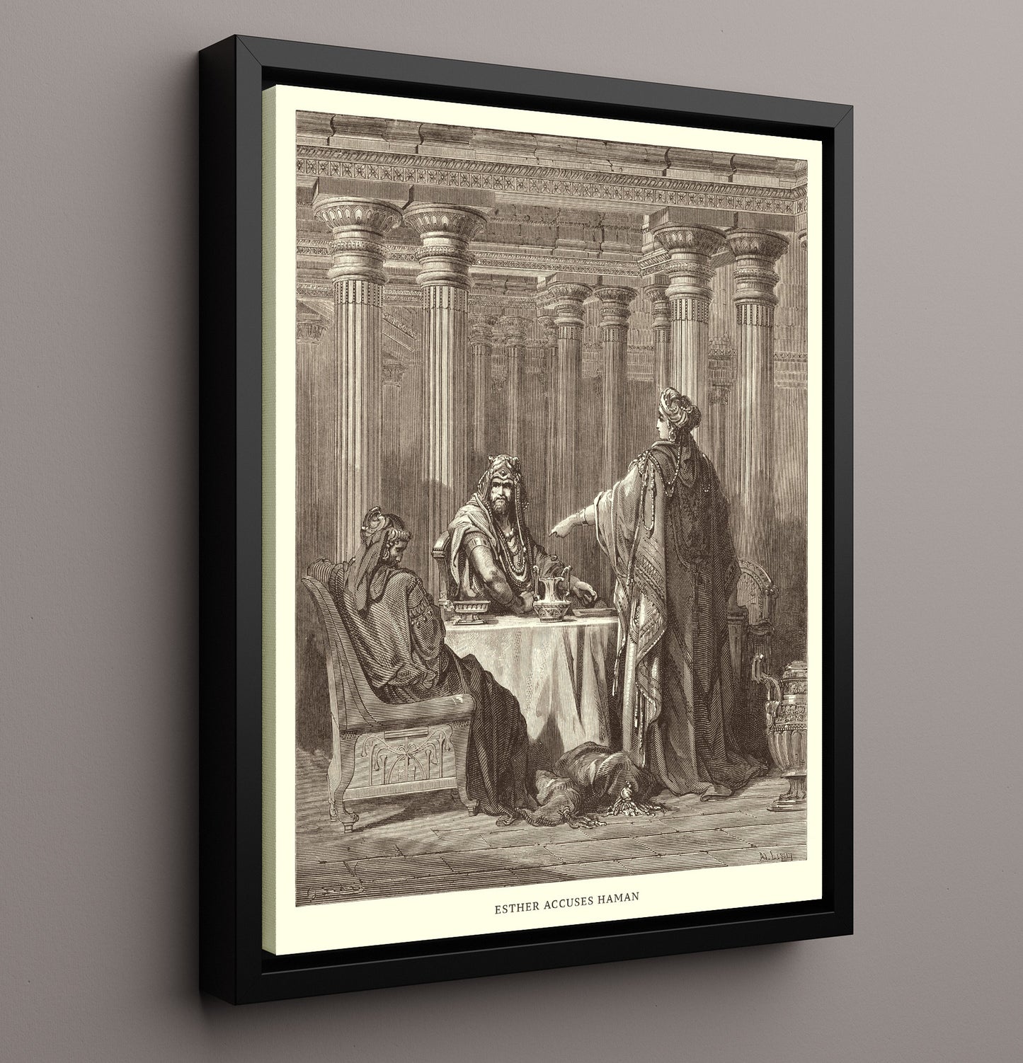 The Triumph of Mordecai Esther 6:10-12 Dore Bible Illustration Wall Art 16x20 Framed Canvas wall art print