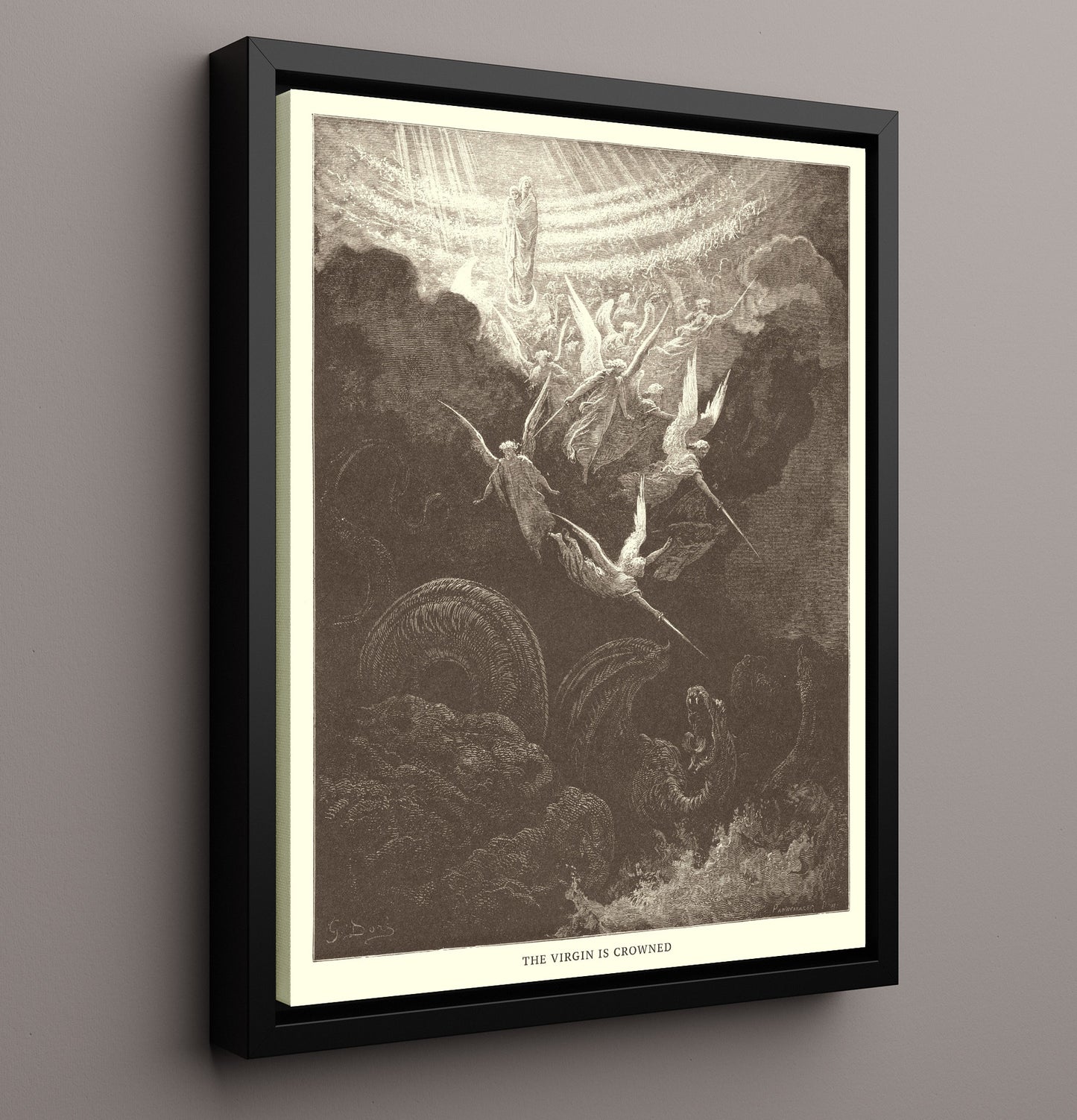The Virgin Is Crowned Revelation 12 Dore Bible Illustration Wall Art 16x20 Framed Canvas wall art print