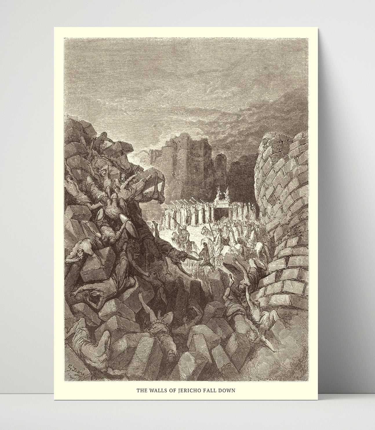 The Walls of Jericho Fall Down Joshua 6:20 Dore Bible Illustration Wall Art 16x20 Unframed Print wall art print