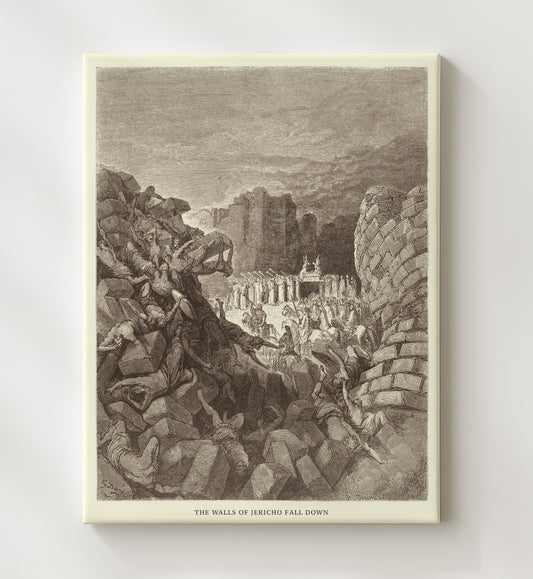 The Walls of Jericho Fall Down Joshua 6:20 by Gustave Doré 8x10 Canvas Bible illustration wall art