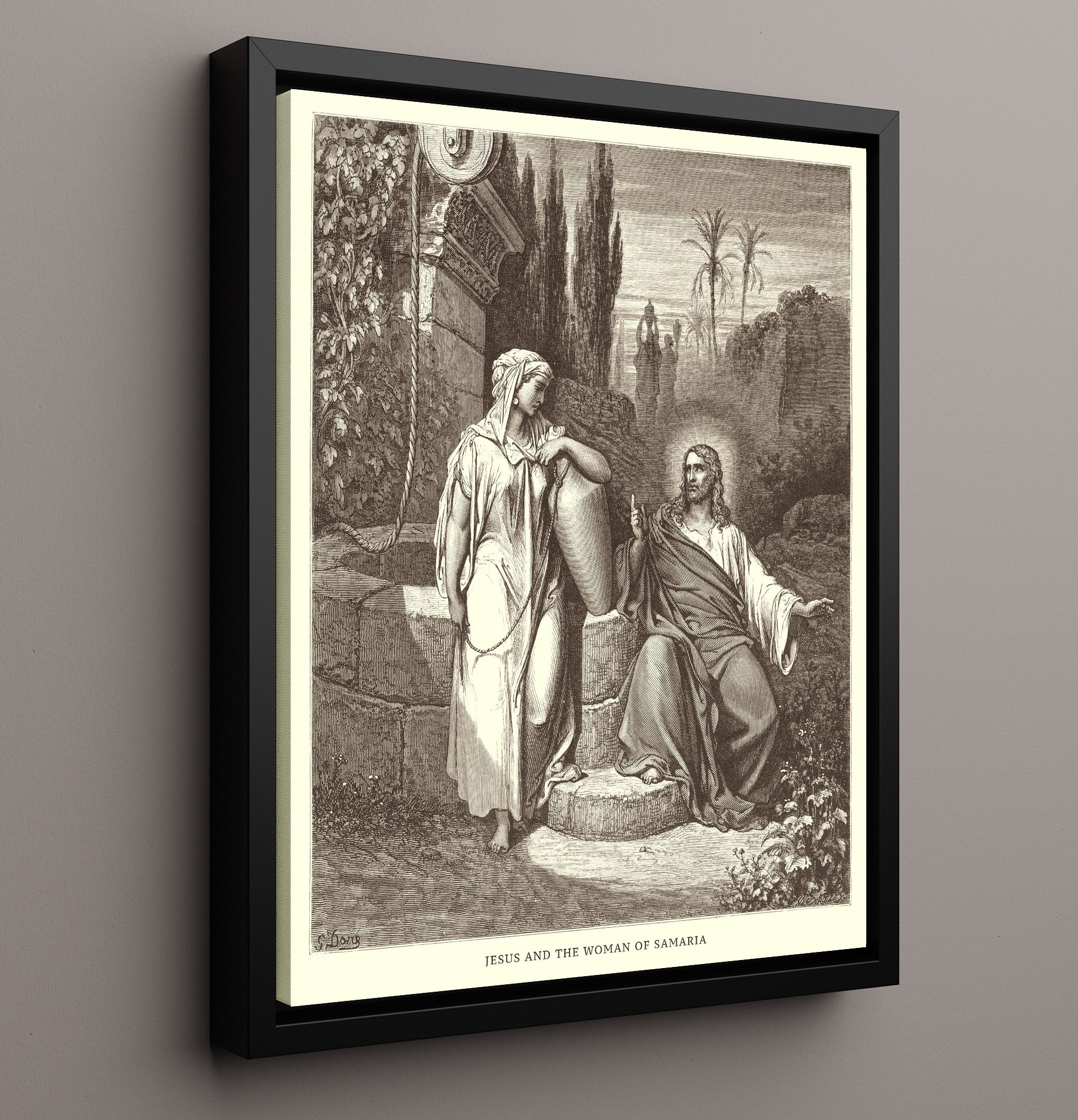 The Wedding at Cana John 2:1-11 Dore Bible Illustration Wall Art 16x20 Framed Canvas wall art print
