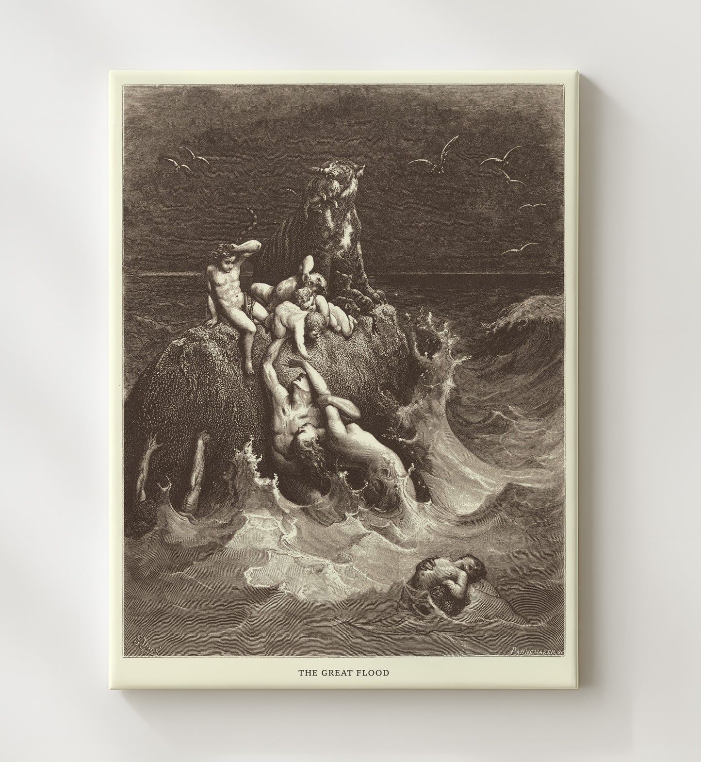 The World Is Destroyed by Water Genesis 7:17-24 Dore Bible Illustration Wall Art 20x24 Canvas wall art print