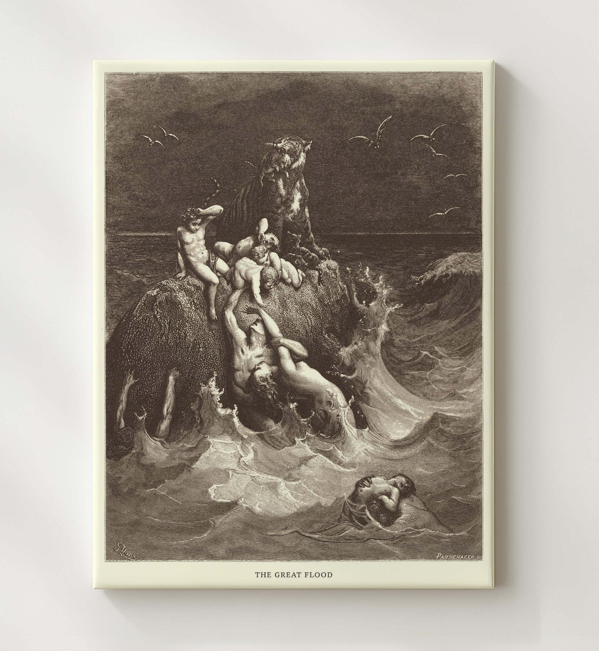 The World Is Destroyed by Water Genesis 7:17-24 Dore Bible Illustration Wall Art 20x24 Canvas wall art print