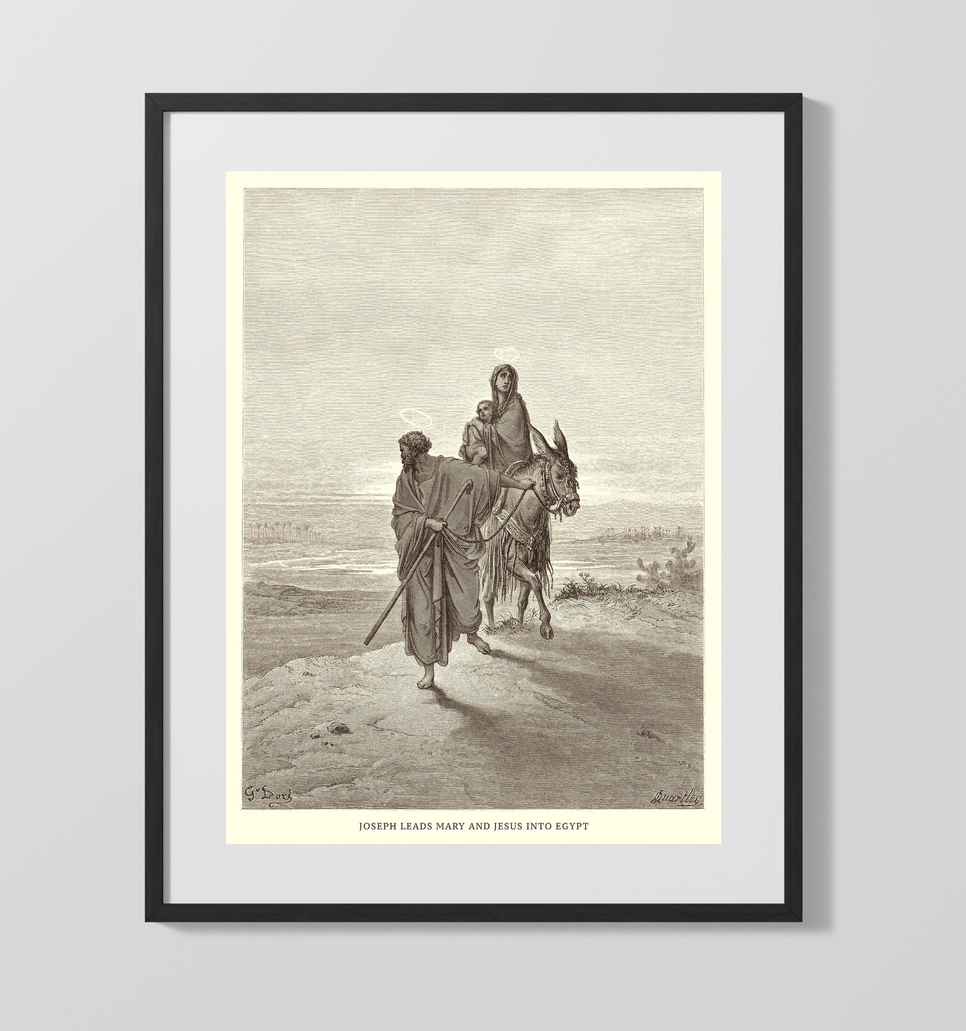 Zechariahs Vision of Four Chariots Zechariah 6:1-8 Dore Bible Illustration Wall Art 16x20 Gallery Frame wall art print