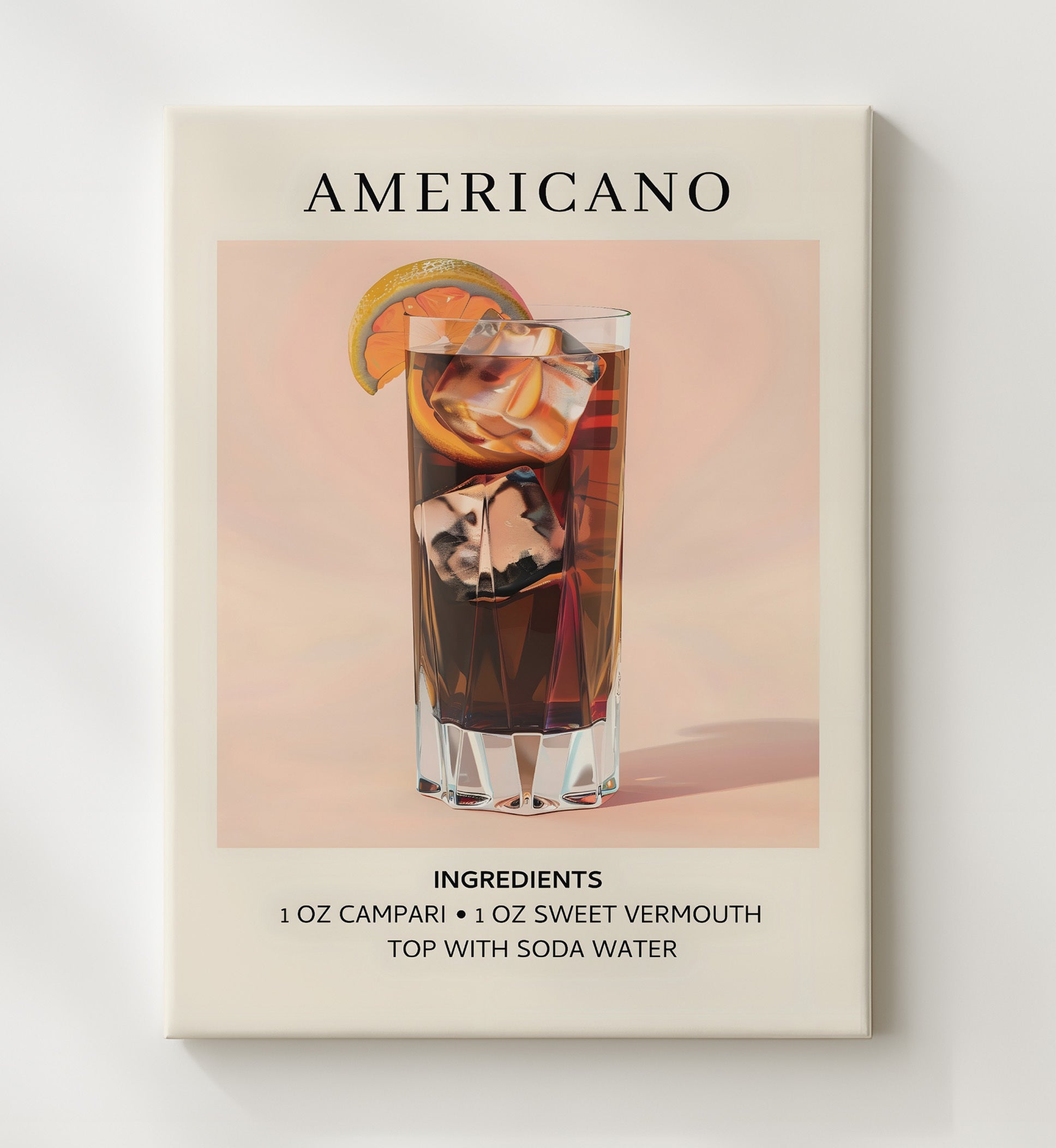 Americano Italian Aperitif Canvas 20x24 wall art print – Drink Recipes decor