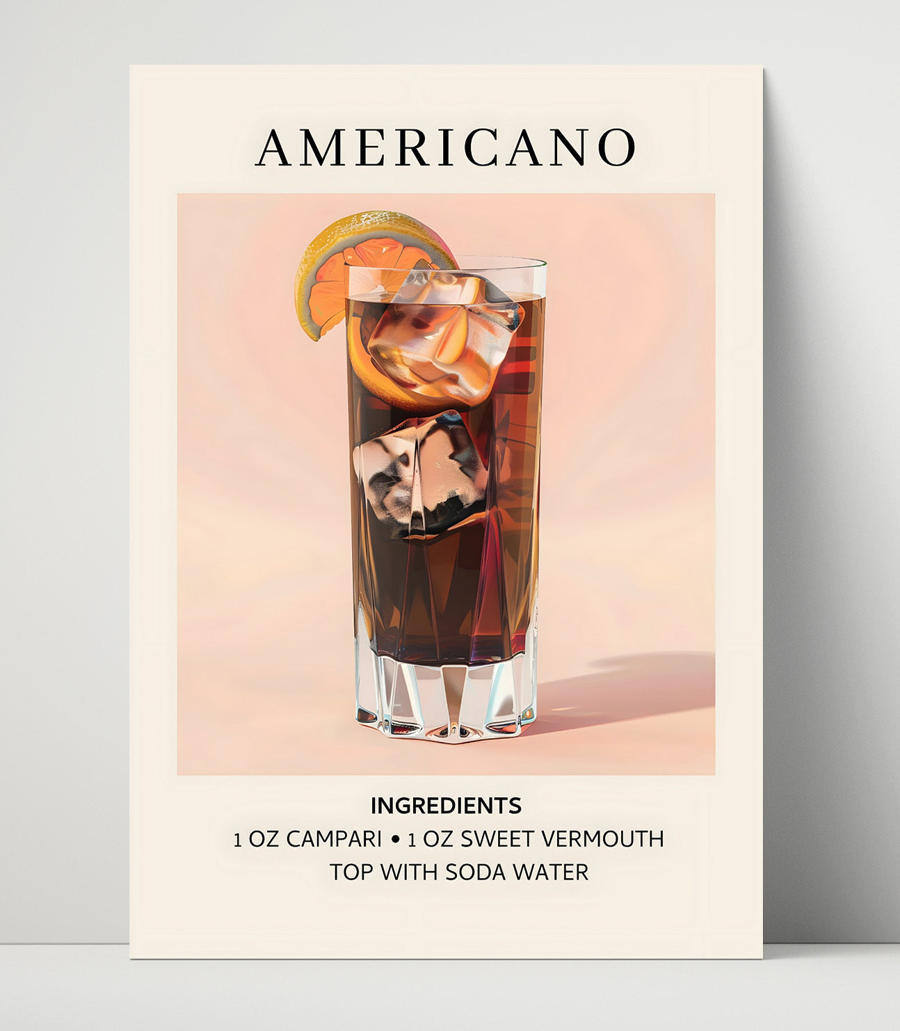 Americano Italian Aperitif Unframed Print 16x20 wall art print – Drink Recipes decor