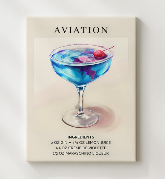 Aviation 8x10 Canvas cocktail recipe wall art
