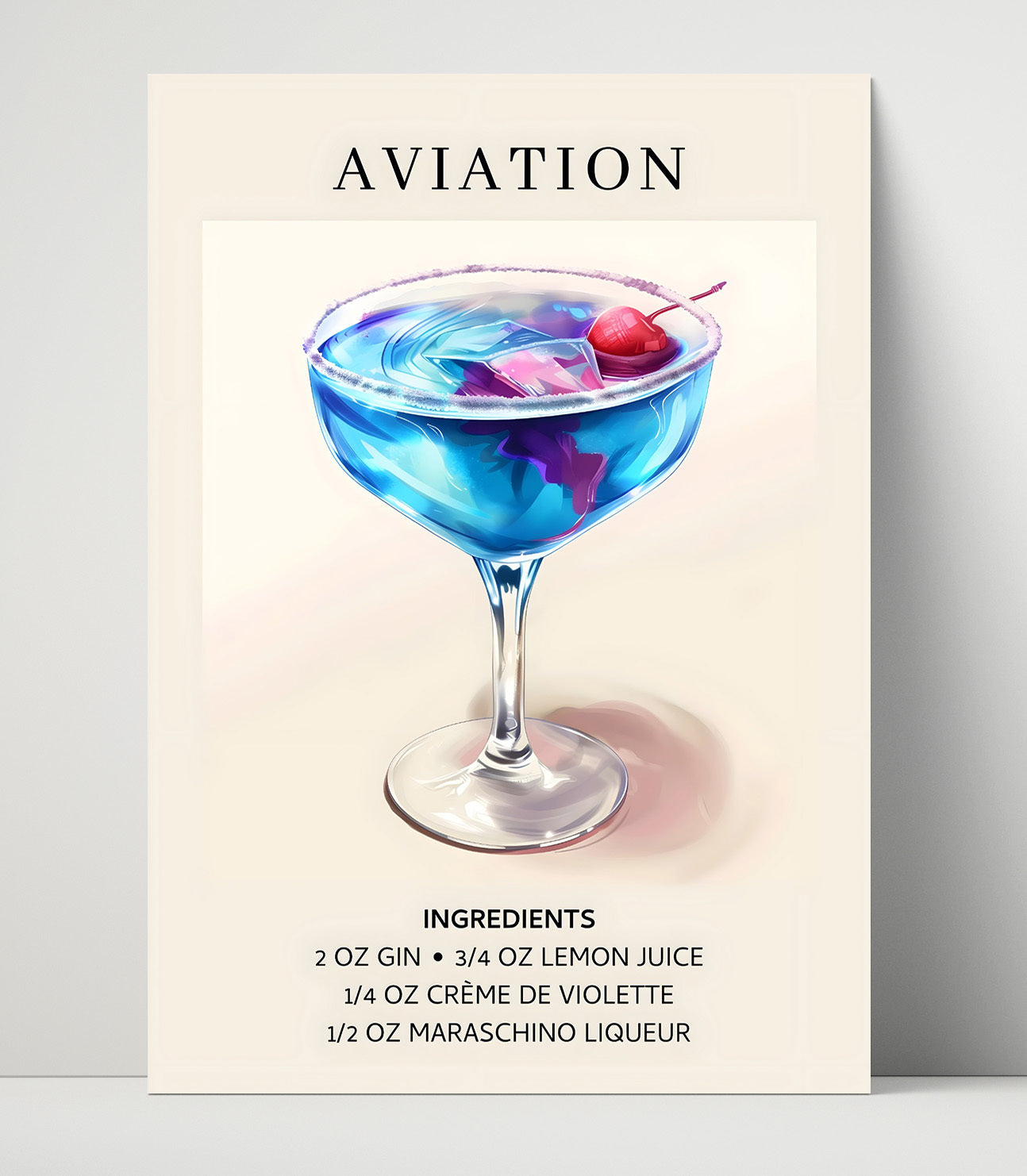 Aviation Violet Cocktail Unframed Print 16x20 wall art print – Drink Recipes decor