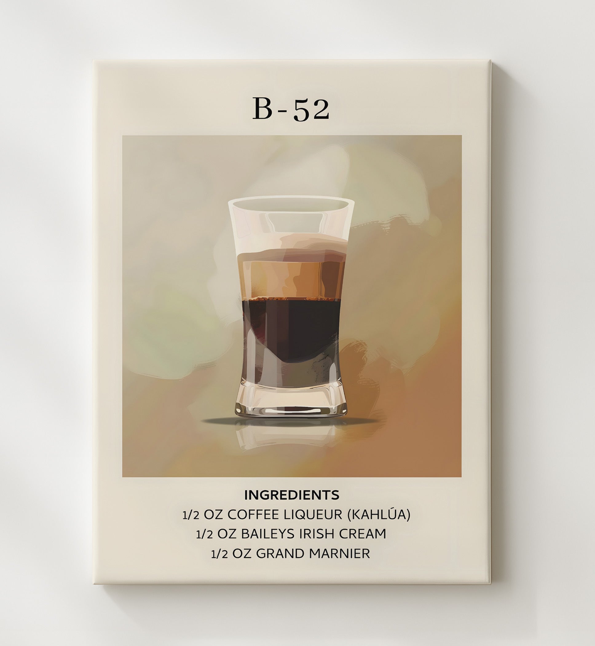 B-52 Layered Shot Canvas 20x24 wall art print – Drink Recipes decor