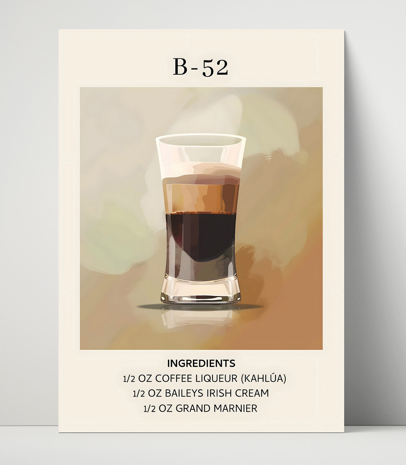 B-52 Layered Shot Unframed Print 16x20 wall art print – Drink Recipes decor
