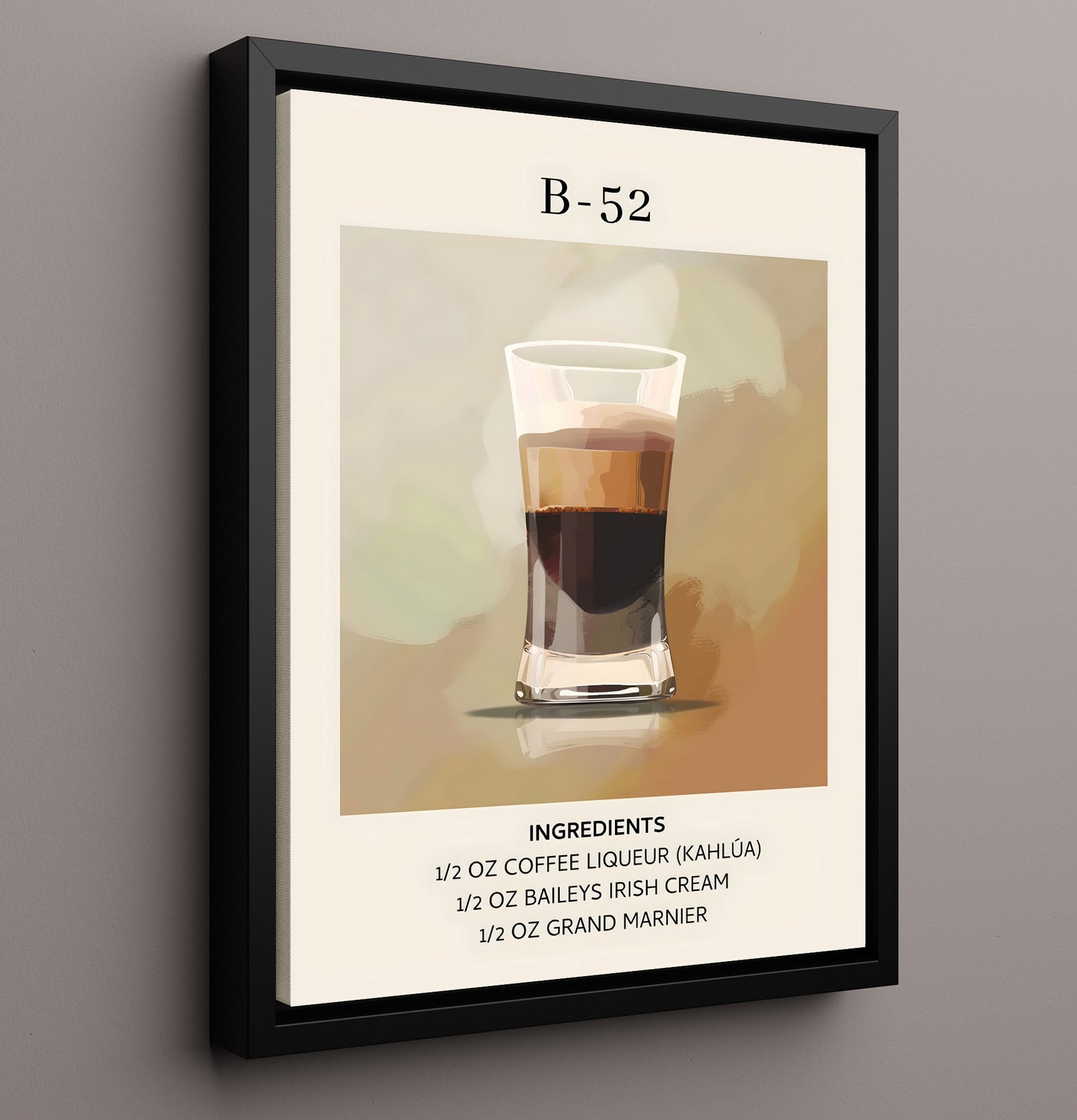 B-52 Layered Shot Framed Canvas 16x20 wall art print – Drink Recipes decor