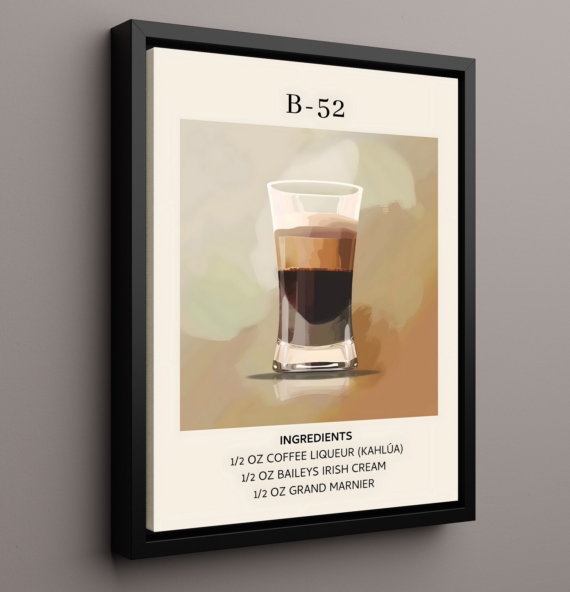 B-52 Layered Shot Framed Canvas 16x20 wall art print – Drink Recipes decor