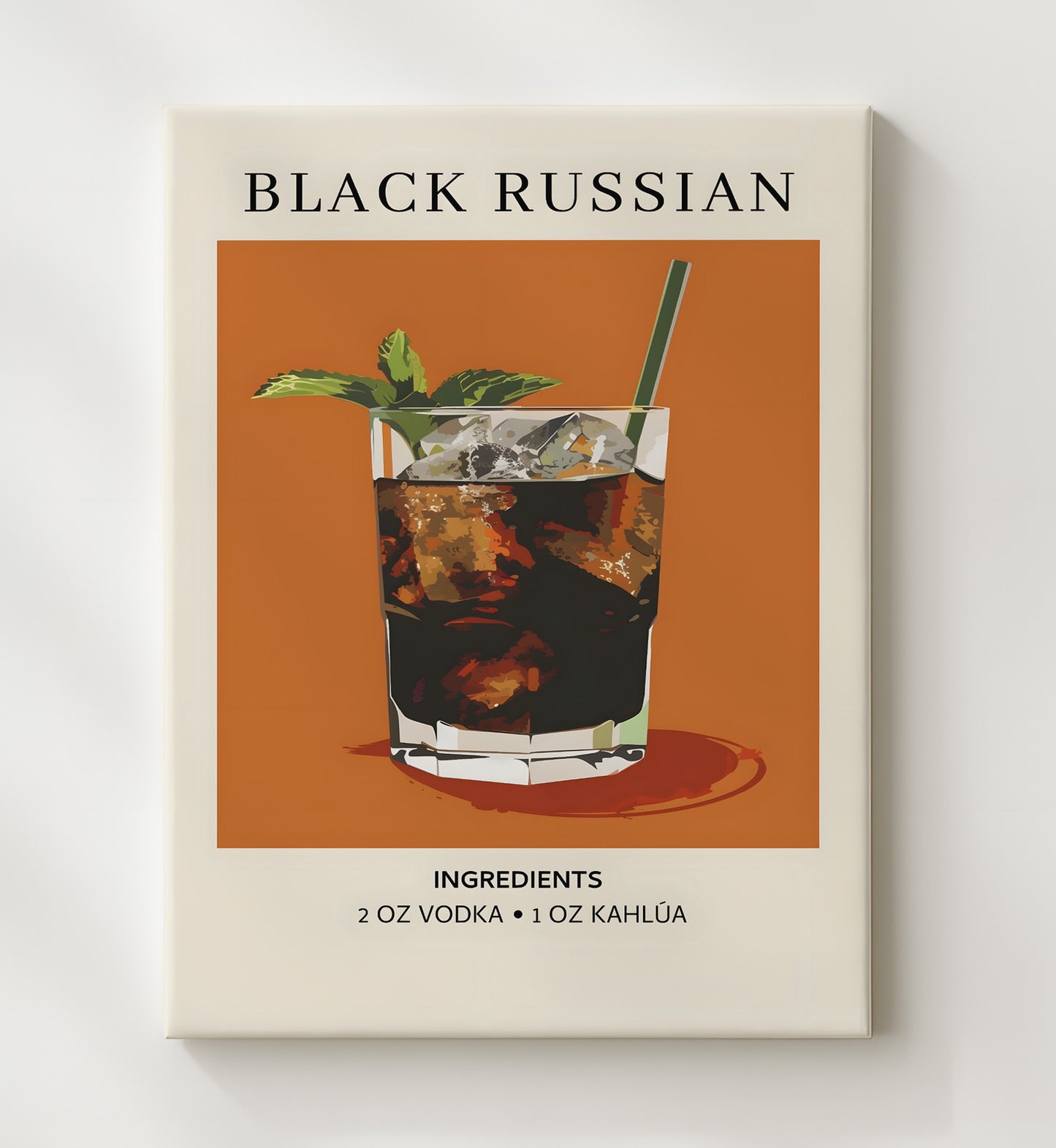 Black Russian Coffee Cocktail Canvas 20x24 wall art print – Drink Recipes decor