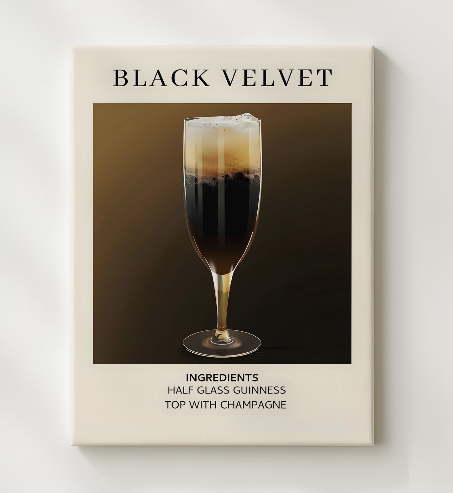 Black Velvet Beer Champagne Canvas 20x24 wall art print – Drink Recipes decor